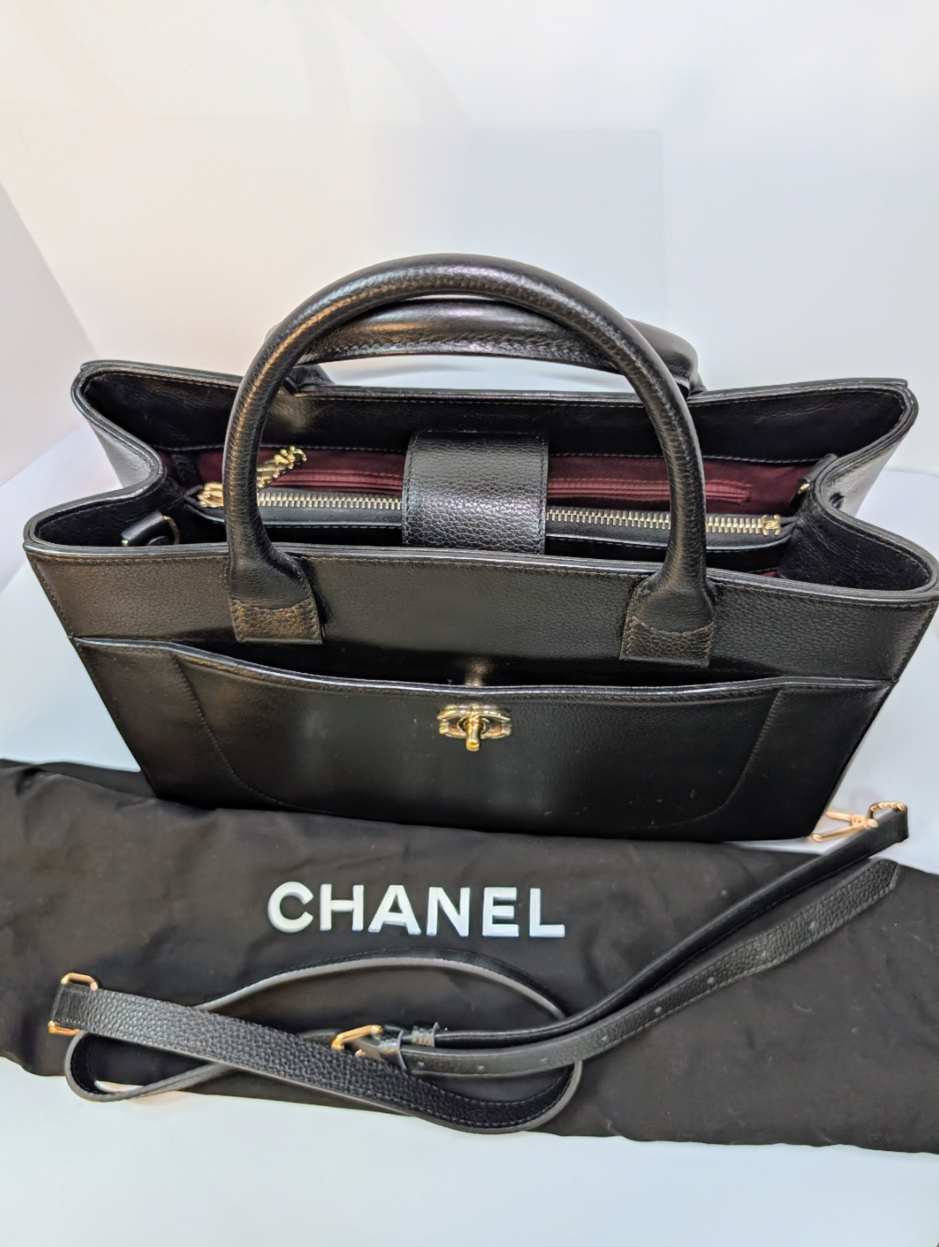 Chanel CC Turnlock Shopper Neo Tote Black with Gold Hardware
