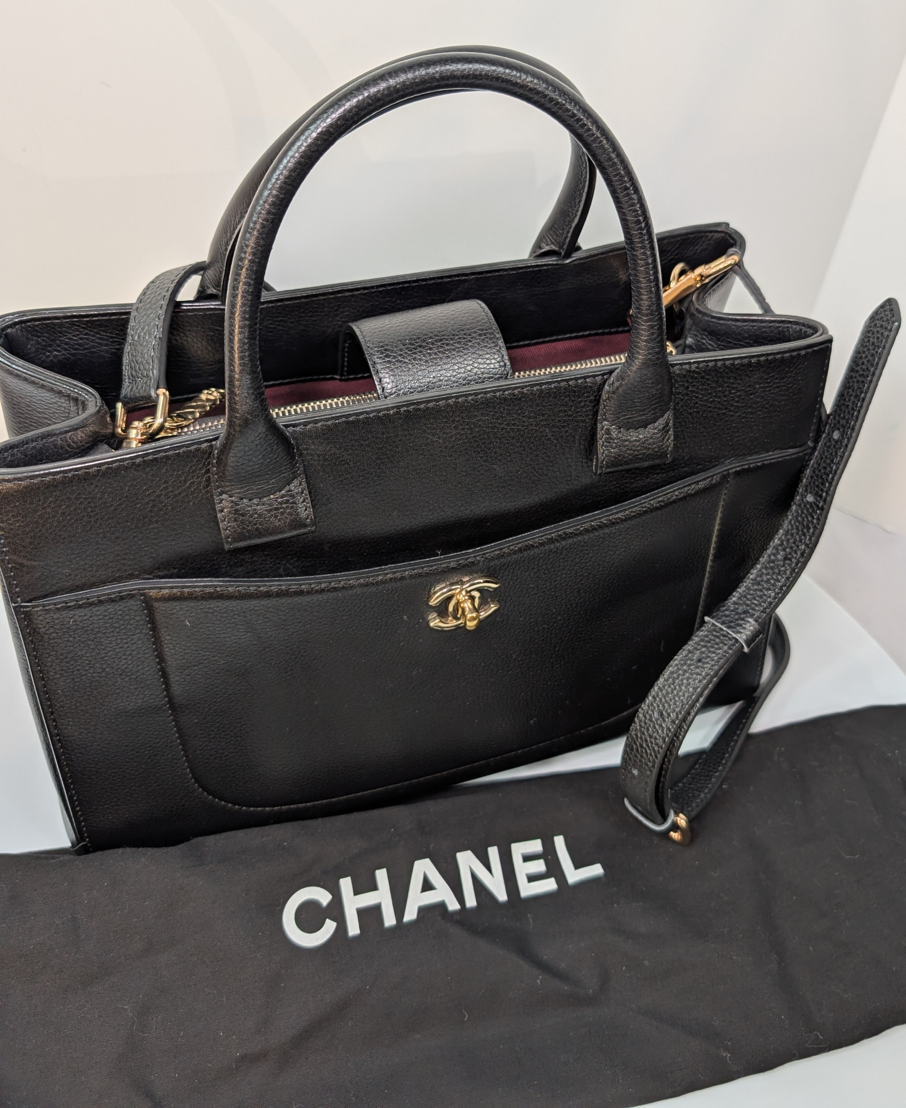 Chanel CC Turnlock Shopper Neo Tote Black with Gold Hardware
