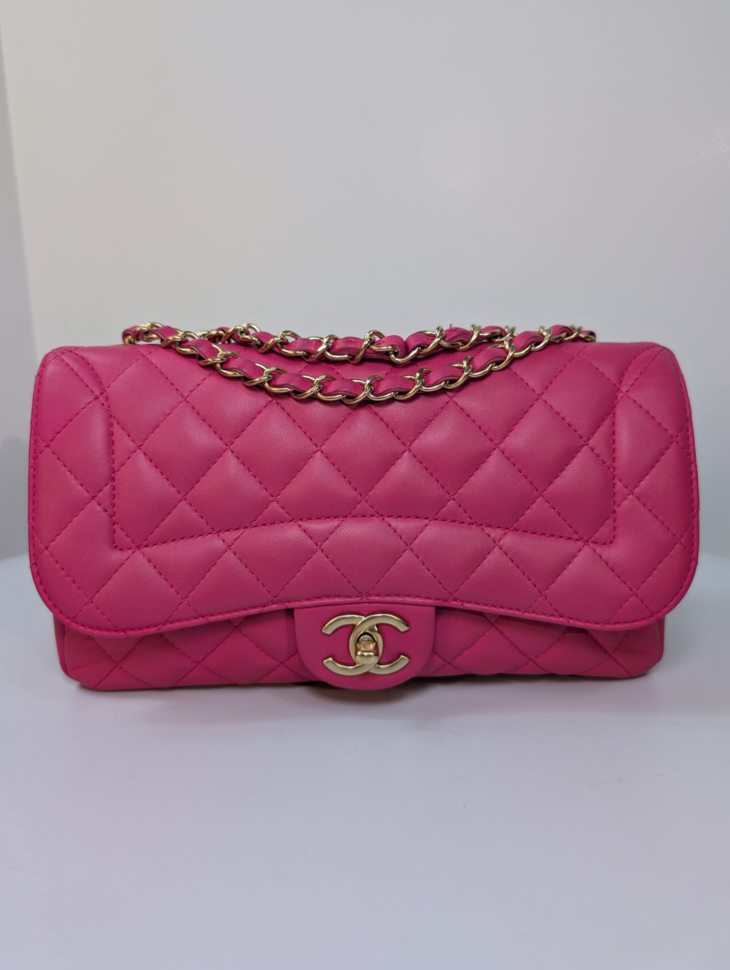 Chanel Pink Classic “Mini Mademoiselle” Medium Quilted Single Flap Bag