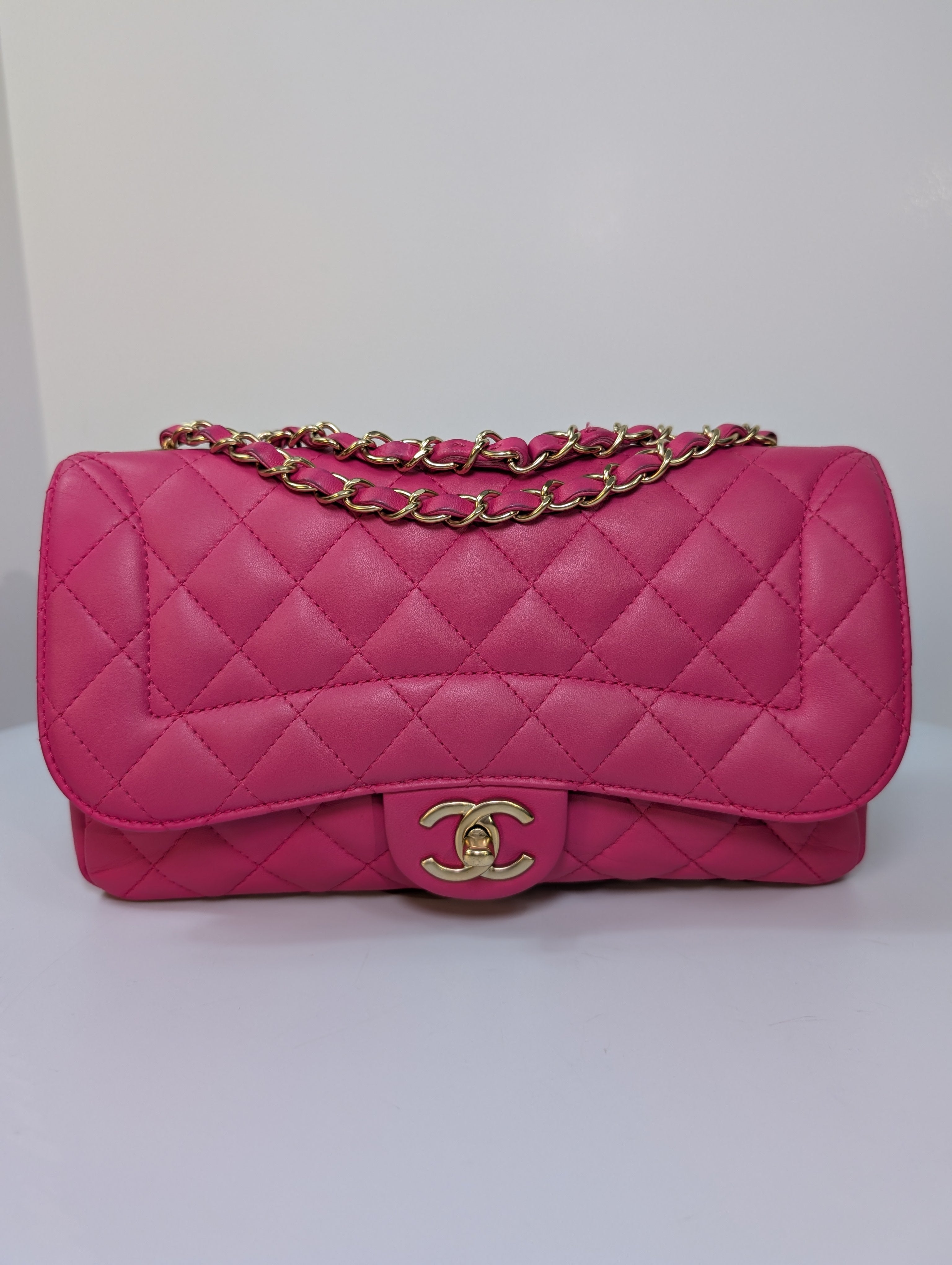 Chanel Pink Classic “Mini Mademoiselle” Medium Quilted Single Flap Bag