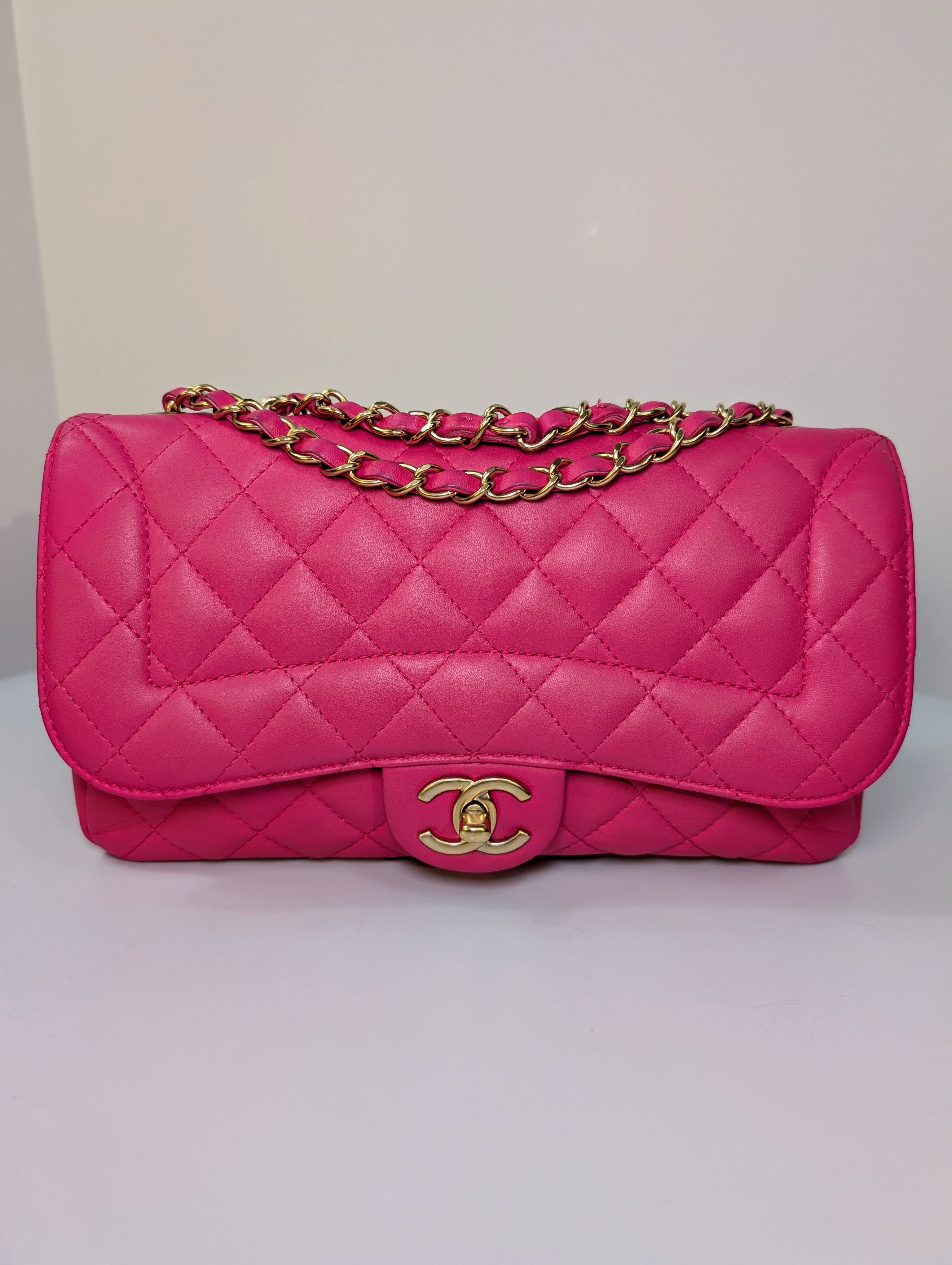 Chanel Pink Classic “Mini Mademoiselle” Medium Quilted Single Flap Bag