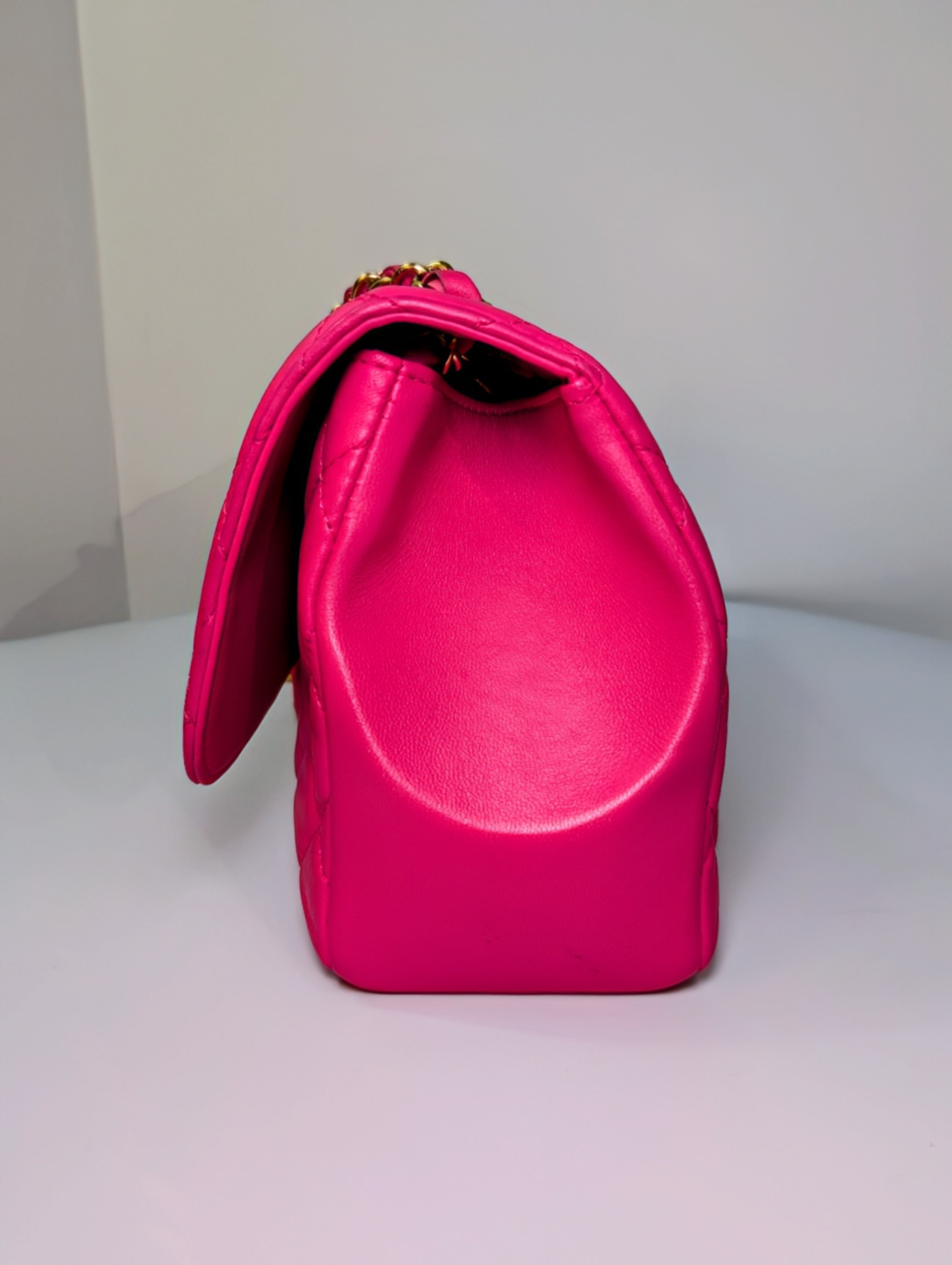 Chanel Pink Classic “Mini Mademoiselle” Medium Quilted Single Flap Bag