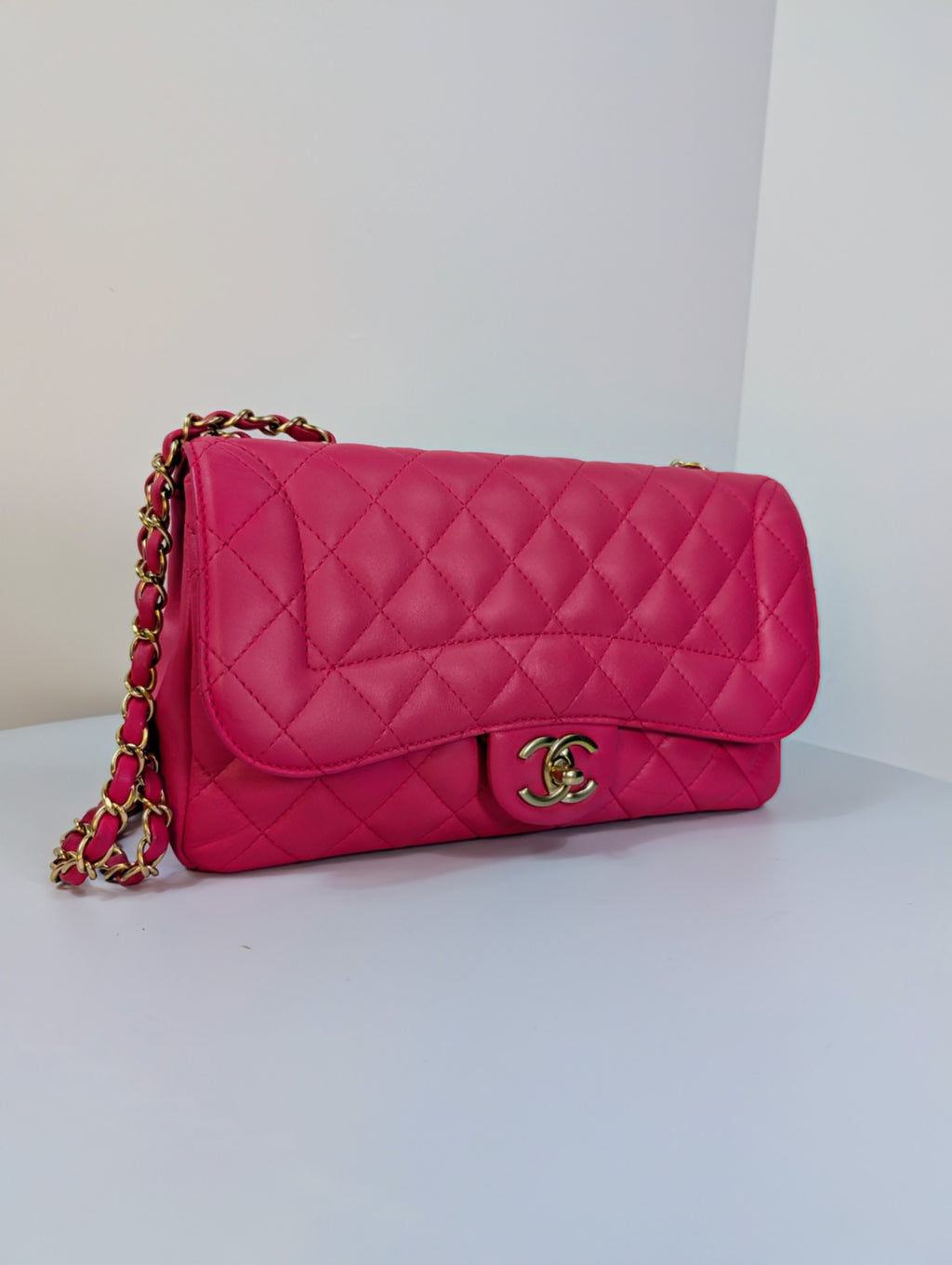 Chanel Pink Classic “Mini Mademoiselle” Medium Quilted Single Flap Bag