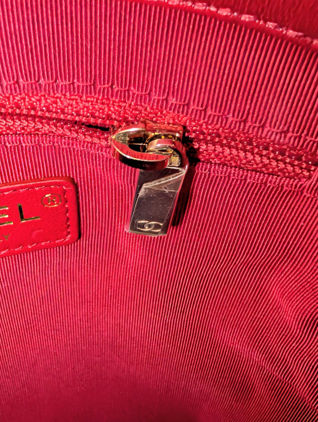 Chanel Limited-Edition Red Lambskin Runway Chain Cage Shopping Bag