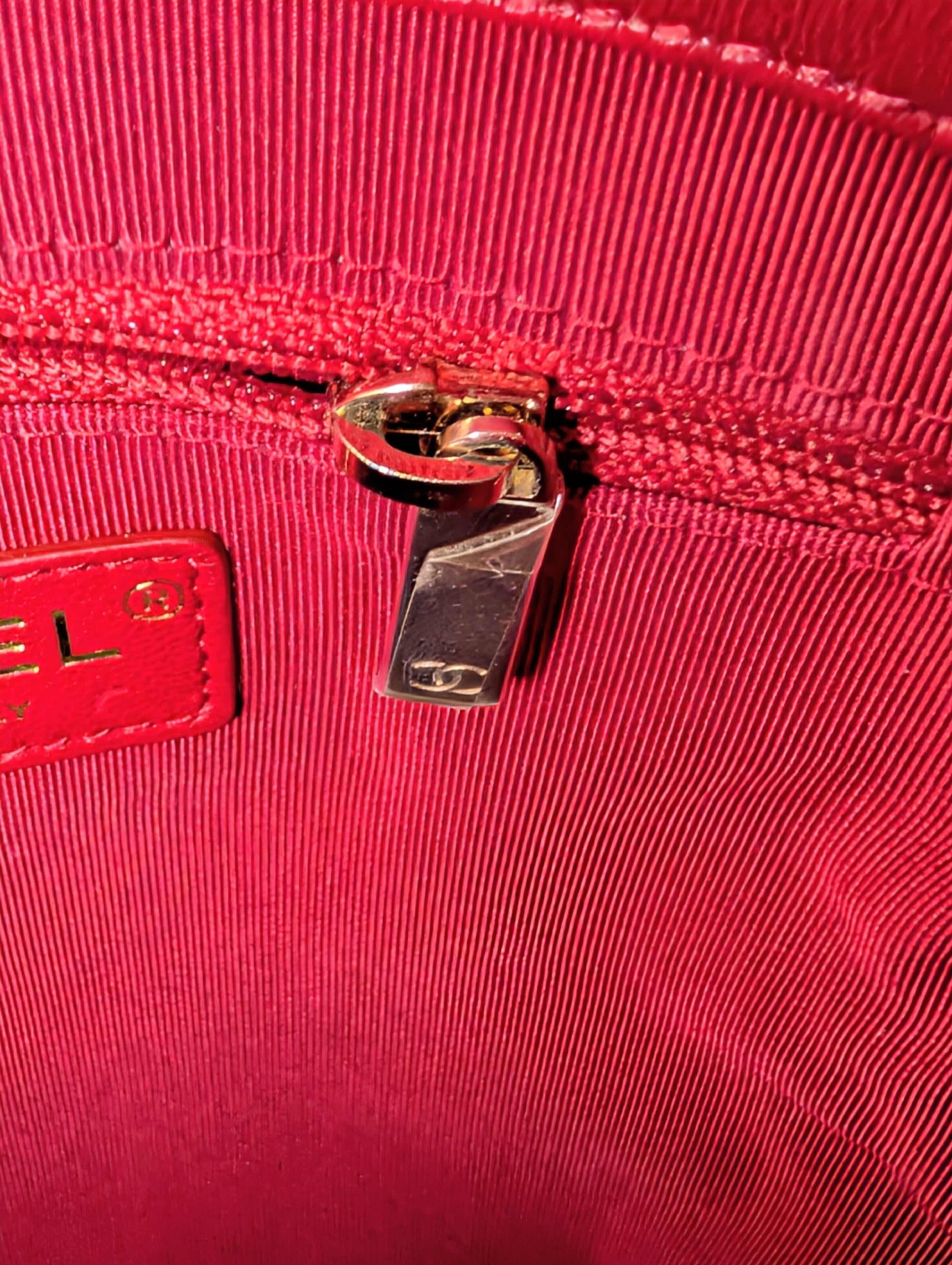 Chanel Limited-Edition Red Lambskin Runway Chain Cage Shopping Bag