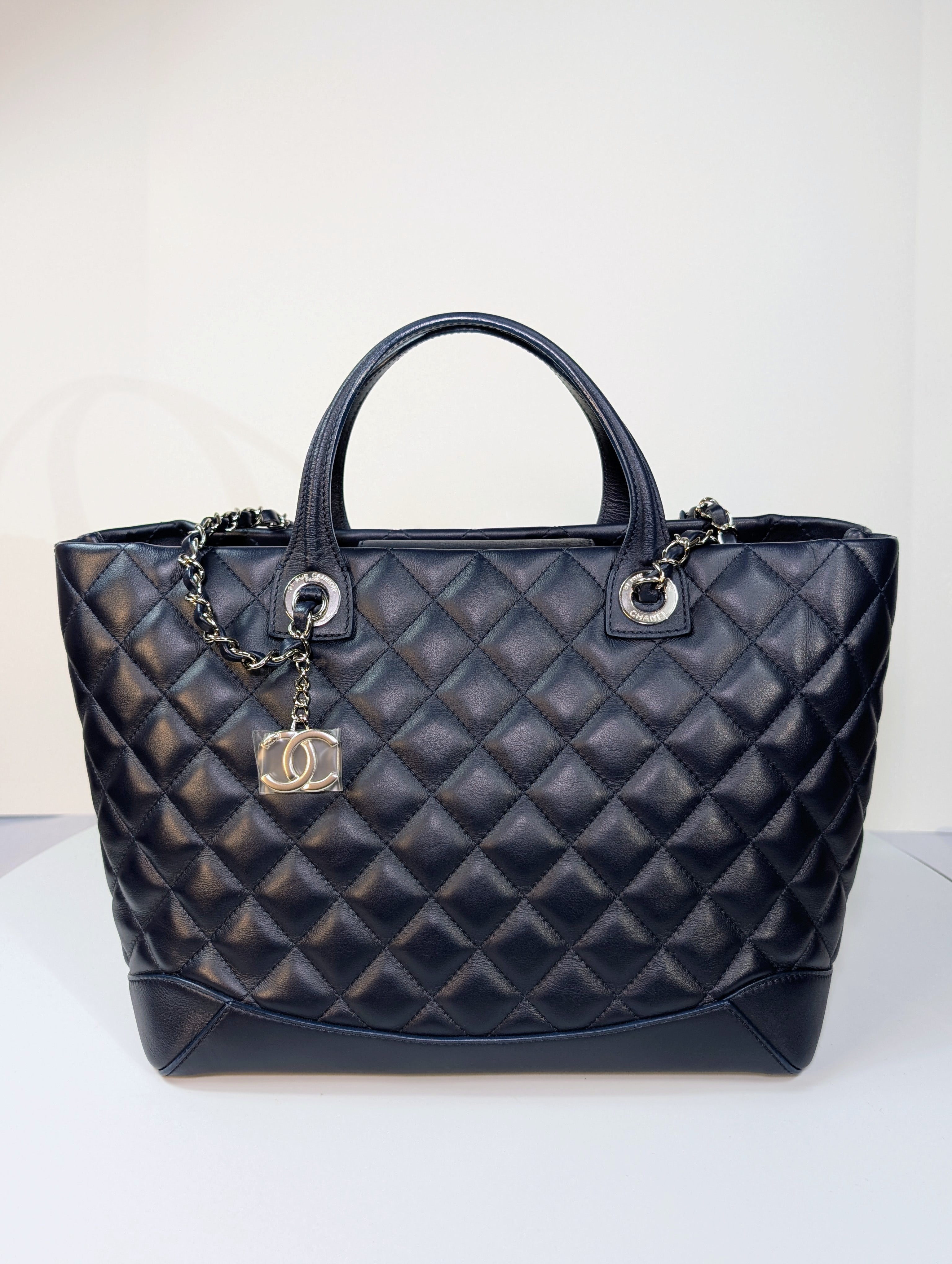 Chanel Midnight Navy Chanel Quilted Lambskin Large Shopping Tote (LST)