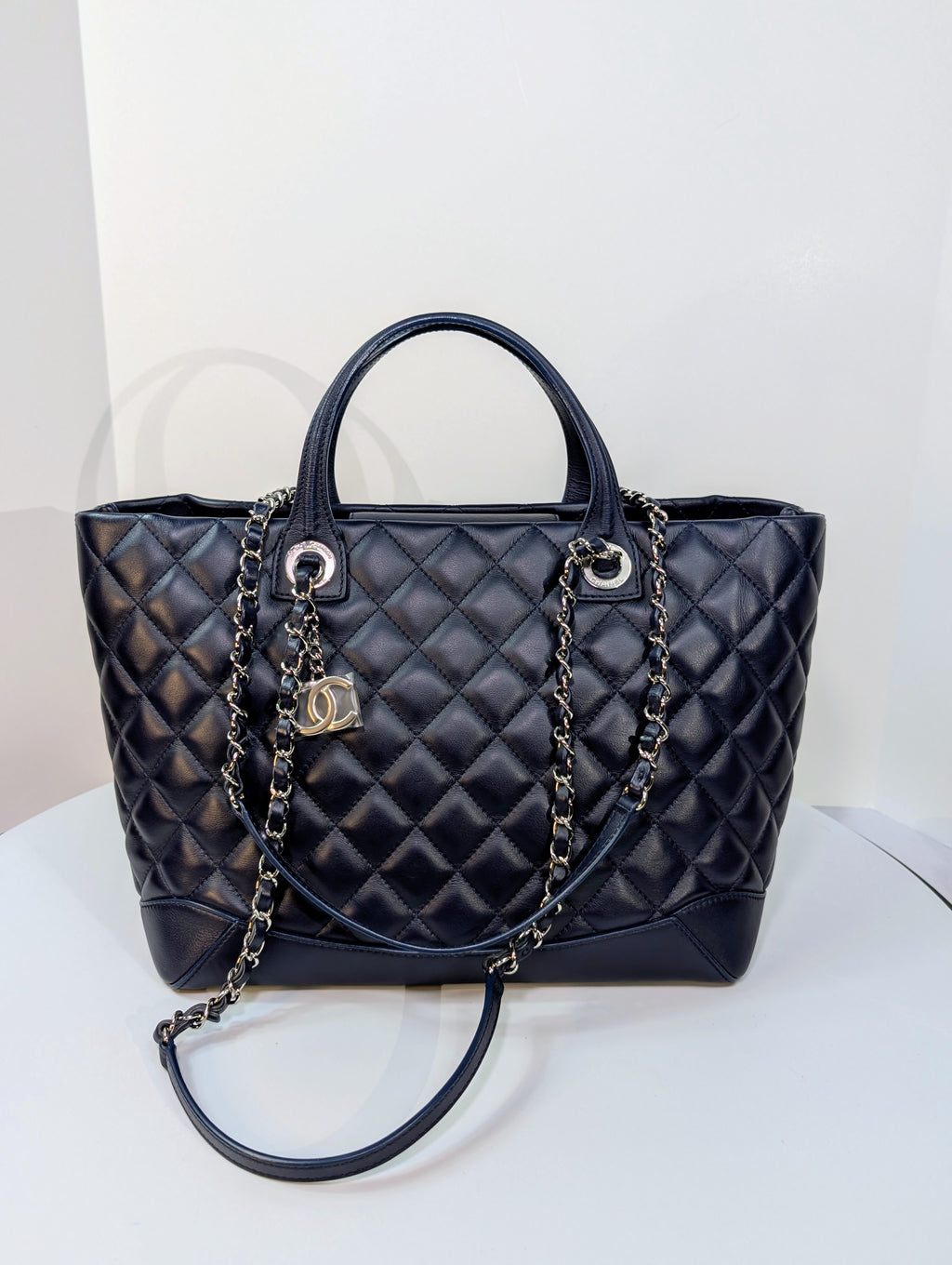 Chanel Midnight Navy Chanel Quilted Lambskin Large Shopping Tote (LST)