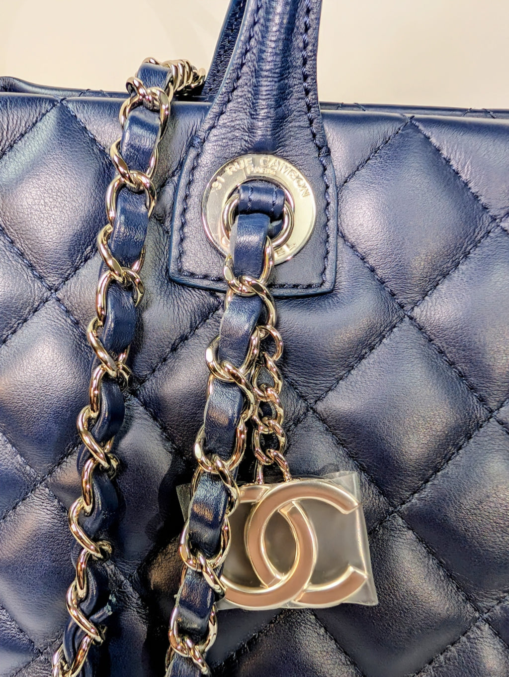 Chanel Midnight Navy Chanel Quilted Lambskin Large Shopping Tote (LST)