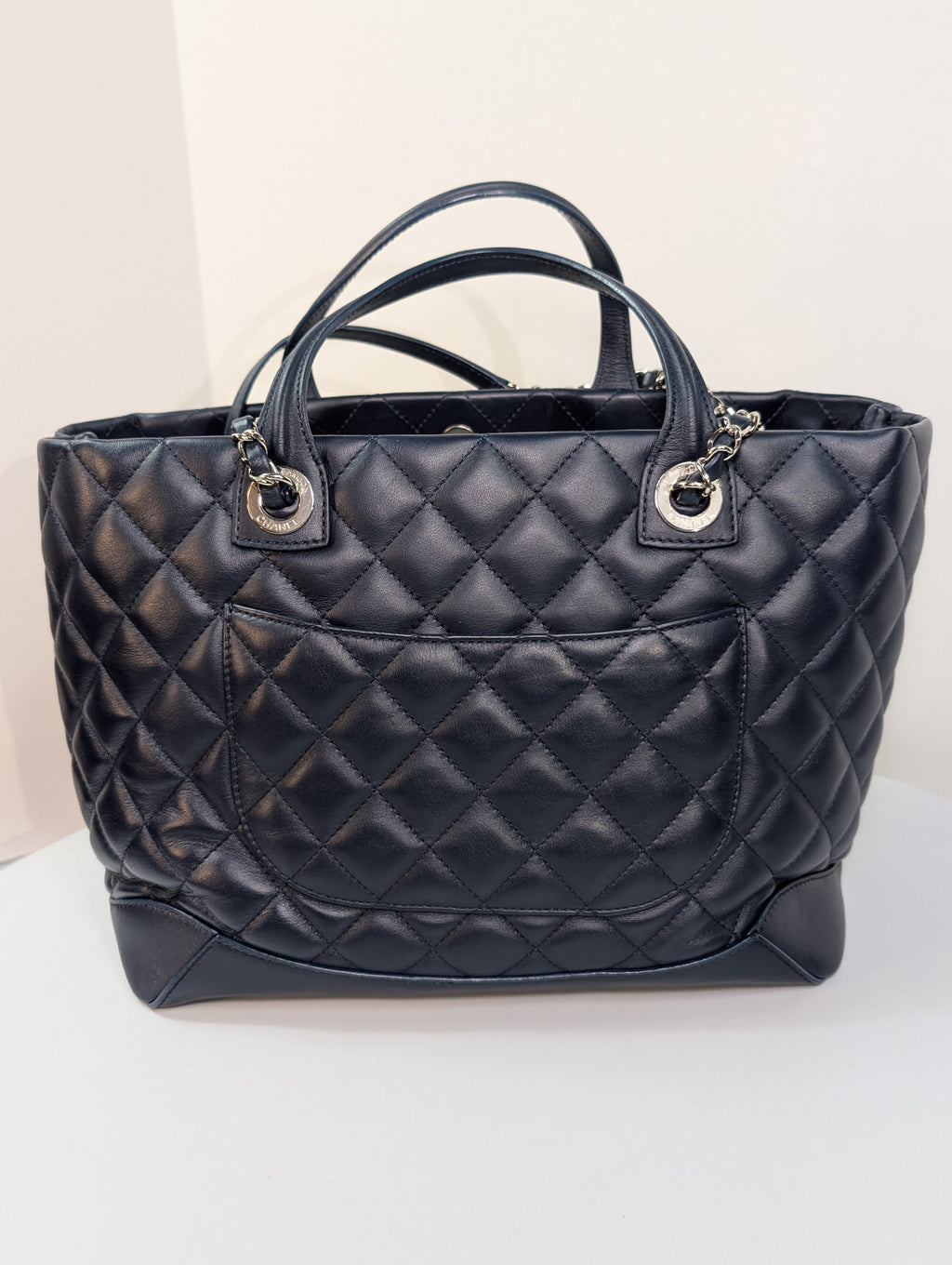 Chanel Midnight Navy Chanel Quilted Lambskin Large Shopping Tote (LST)