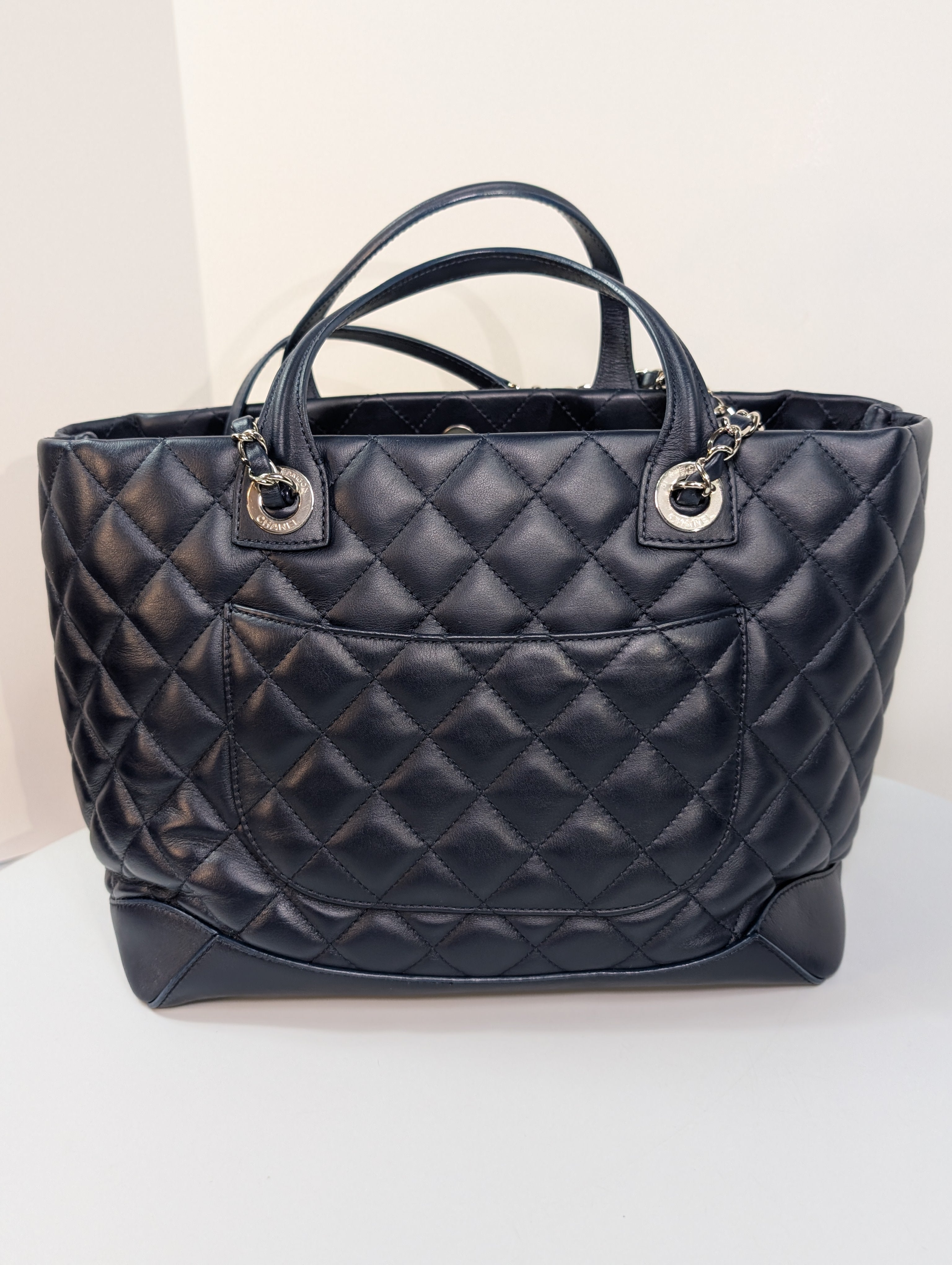 Chanel Midnight Navy Chanel Quilted Lambskin Large Shopping Tote (LST)