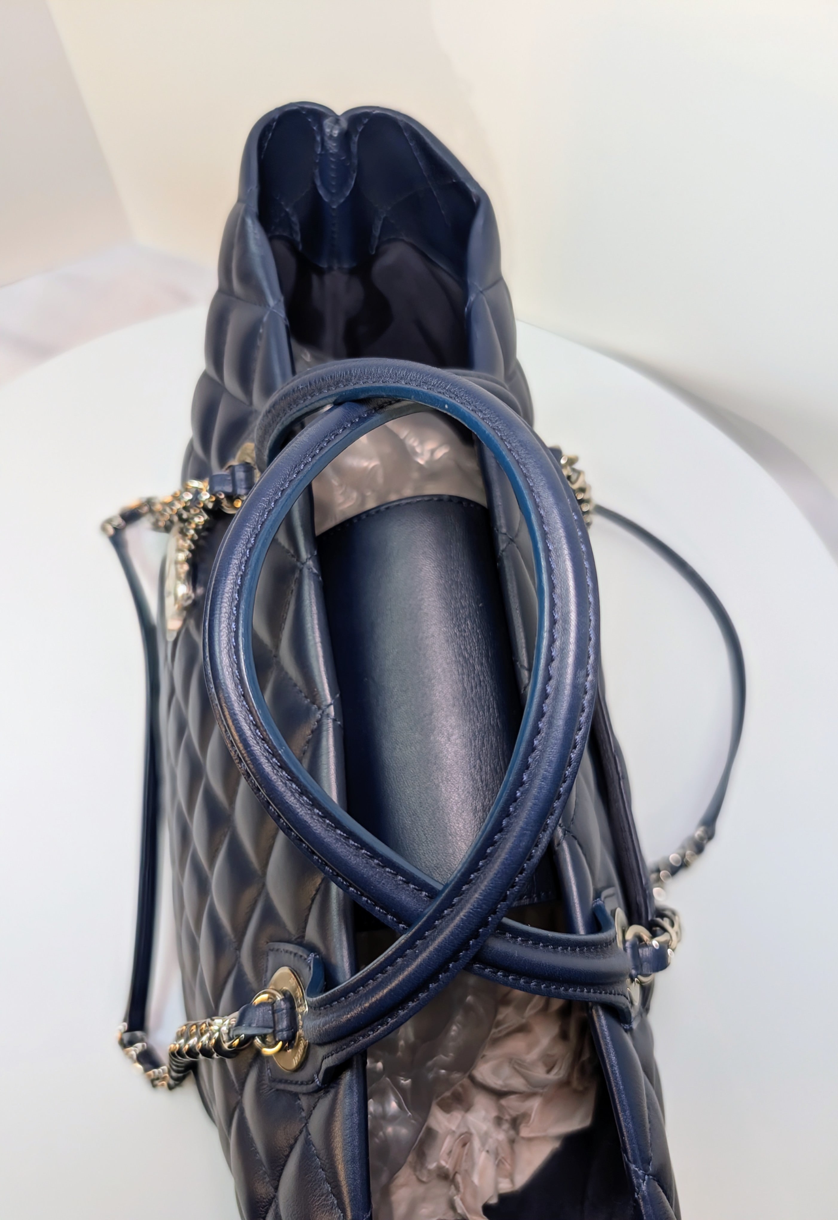 Chanel Midnight Navy Chanel Quilted Lambskin Large Shopping Tote (LST)