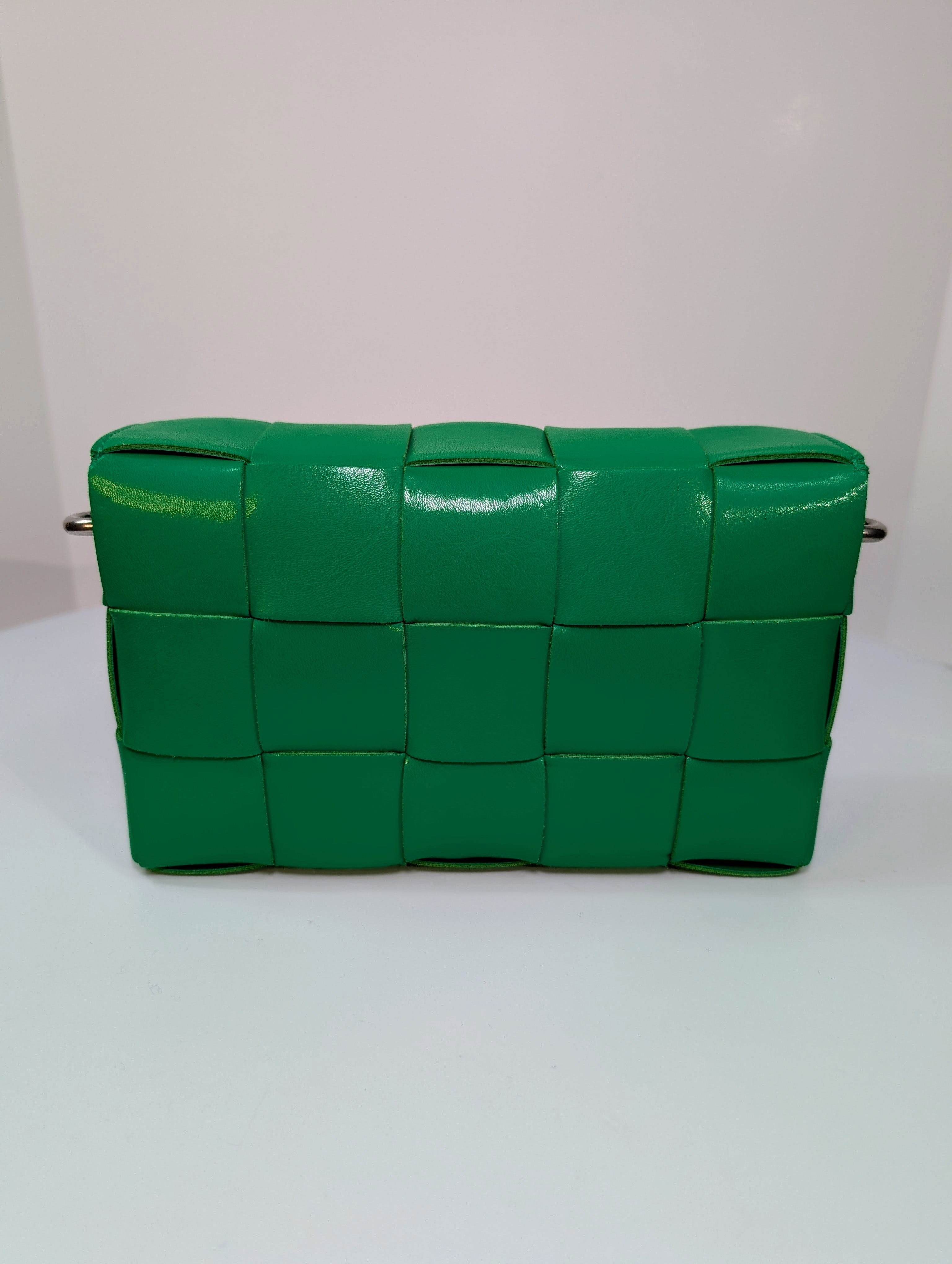 Bottega Veneta Parakeet Green Lambskin Padded Intrecciato Cassette Bag