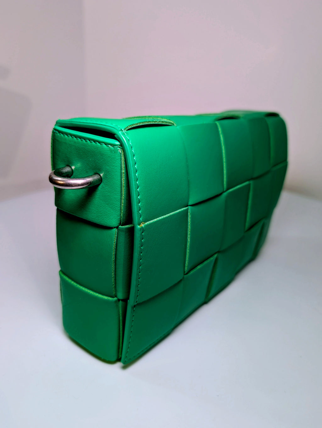 Bottega Veneta Parakeet Green Lambskin Padded Intrecciato Cassette Bag