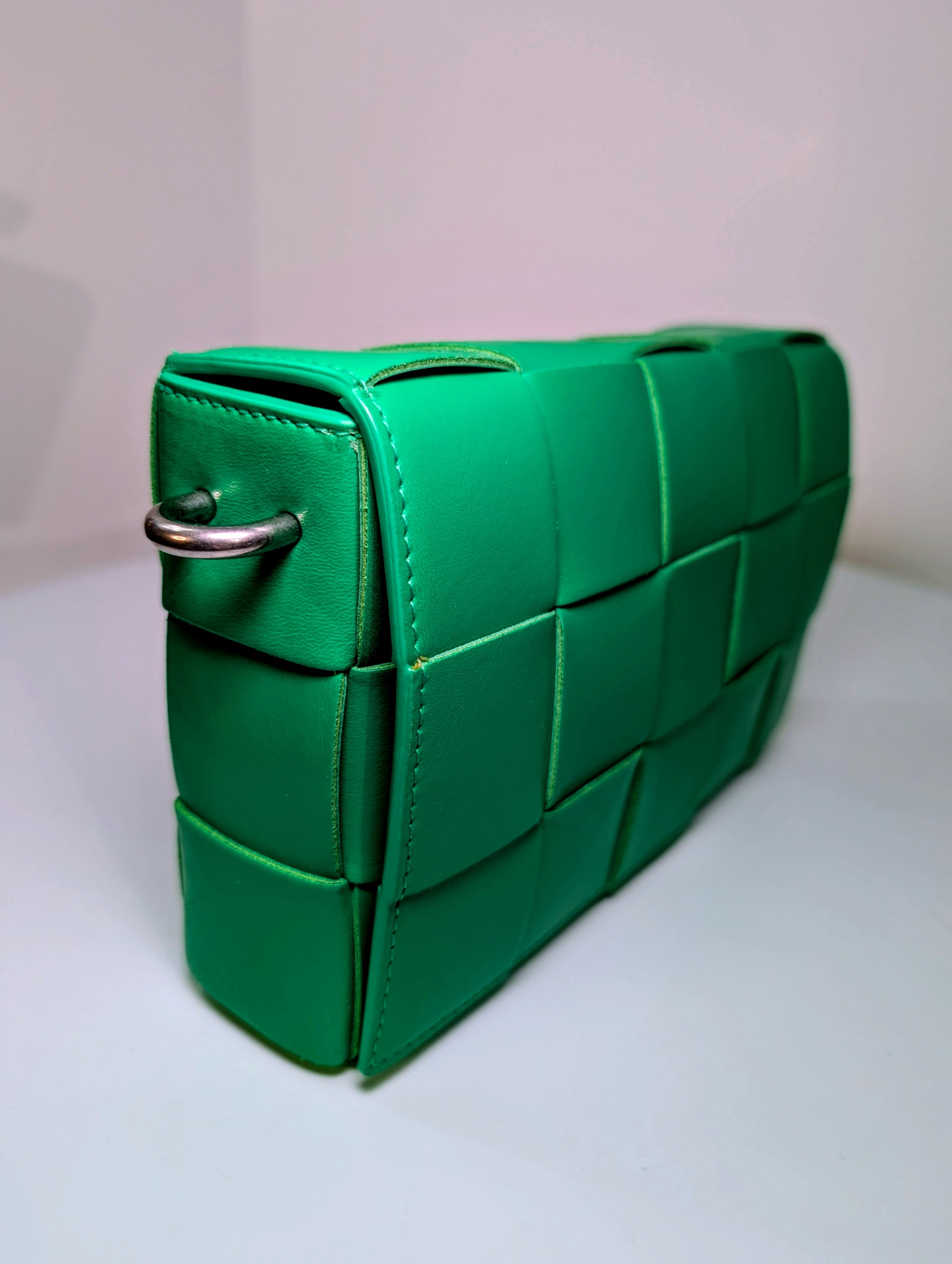 Bottega Veneta Parakeet Green Lambskin Padded Intrecciato Cassette Bag