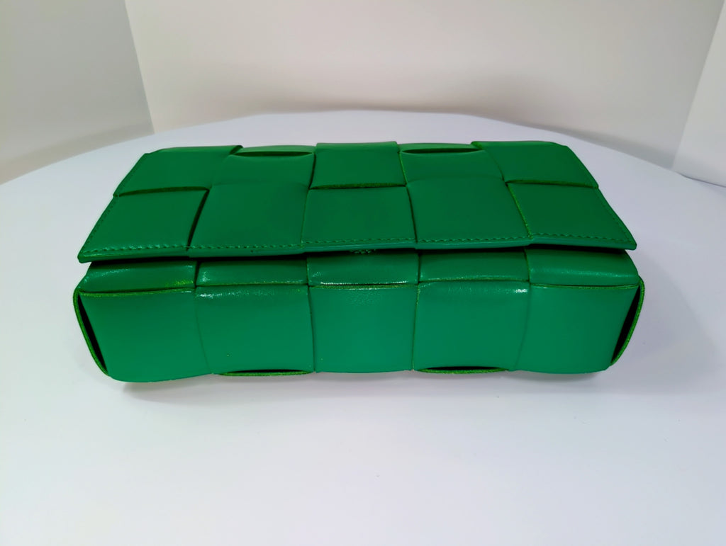 Bottega Veneta Parakeet Green Lambskin Padded Intrecciato Cassette Bag