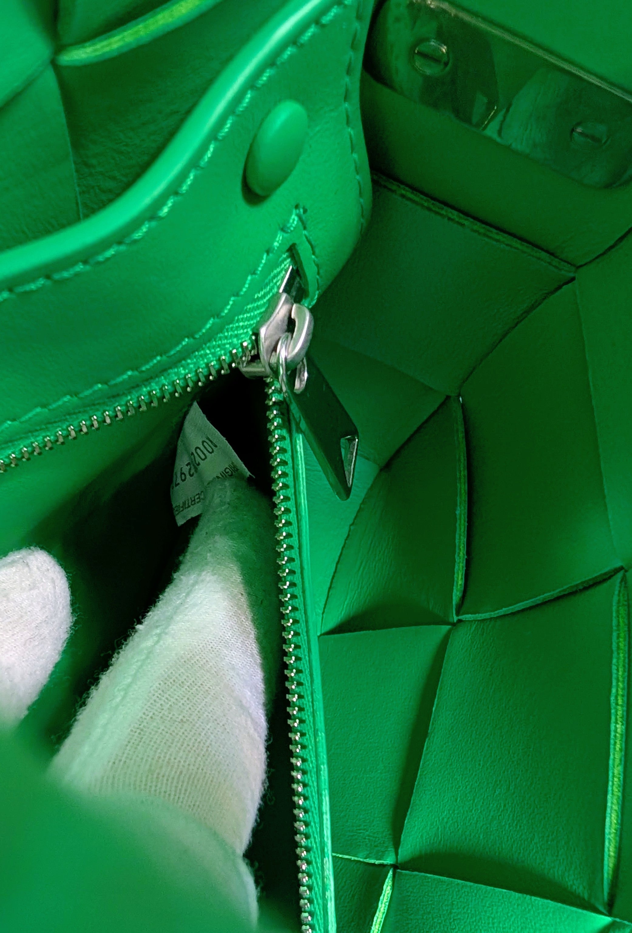 Bottega Veneta Parakeet Green Lambskin Padded Intrecciato Cassette Bag
