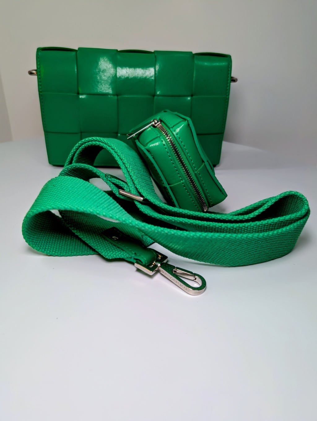Bottega Veneta Parakeet Green Lambskin Padded Intrecciato Cassette Bag