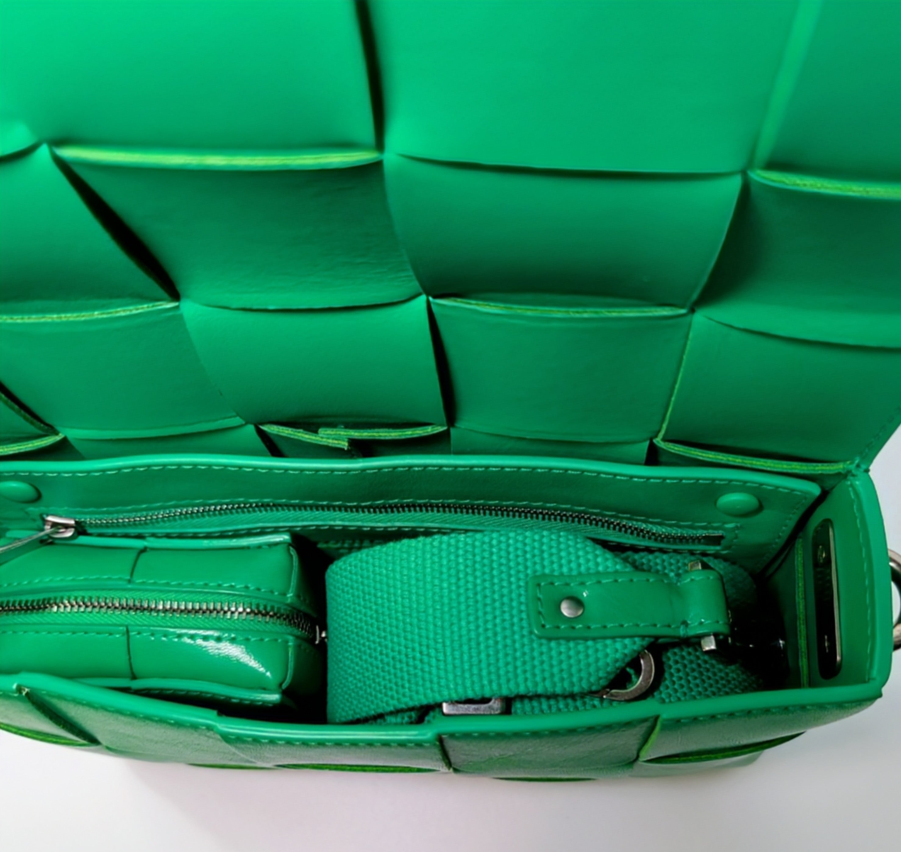 Bottega Veneta Parakeet Green Lambskin Padded Intrecciato Cassette Bag