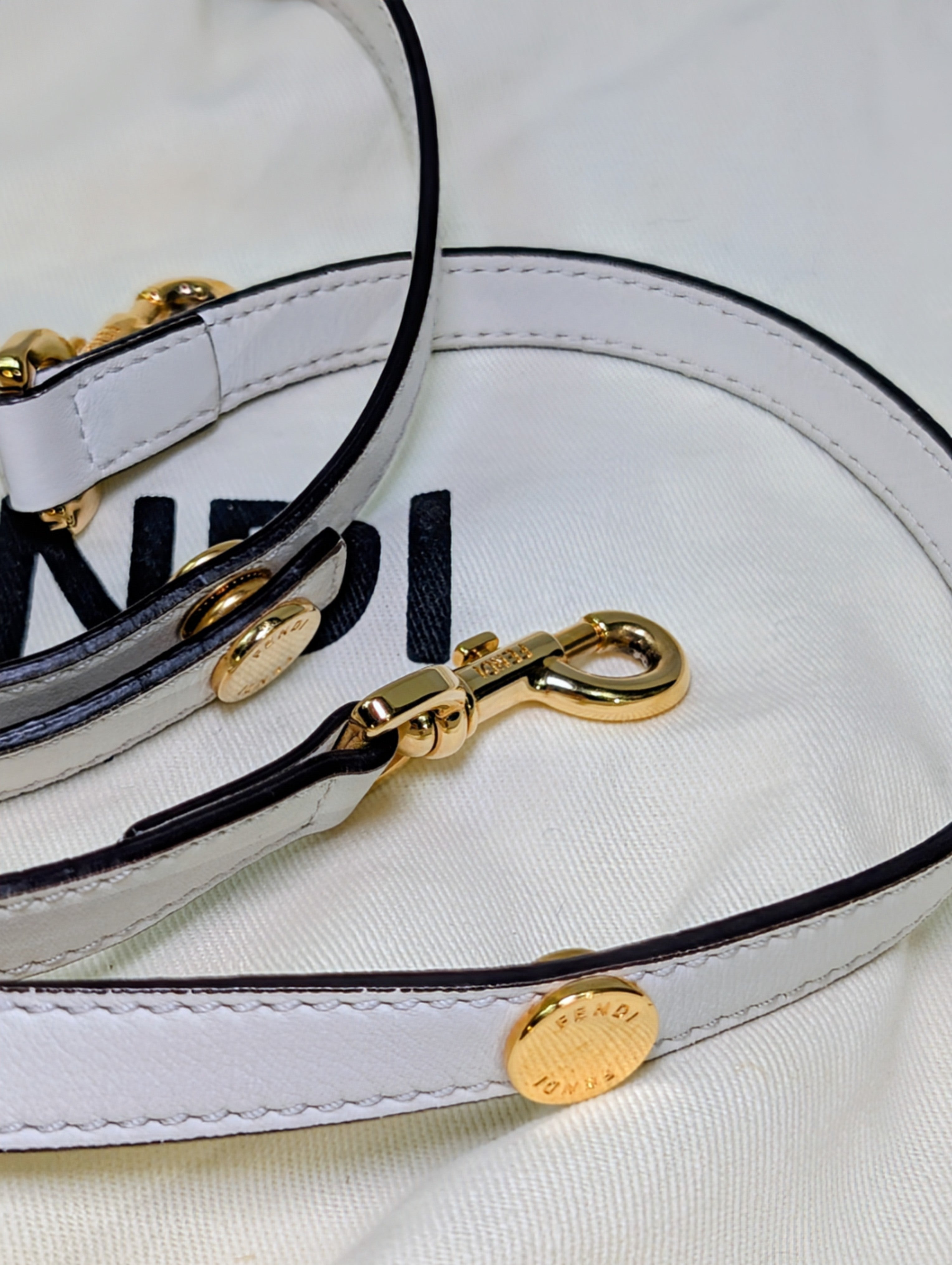 Fendi White "By The Way" Mini Boston Bag with Gold Floral Embroidery