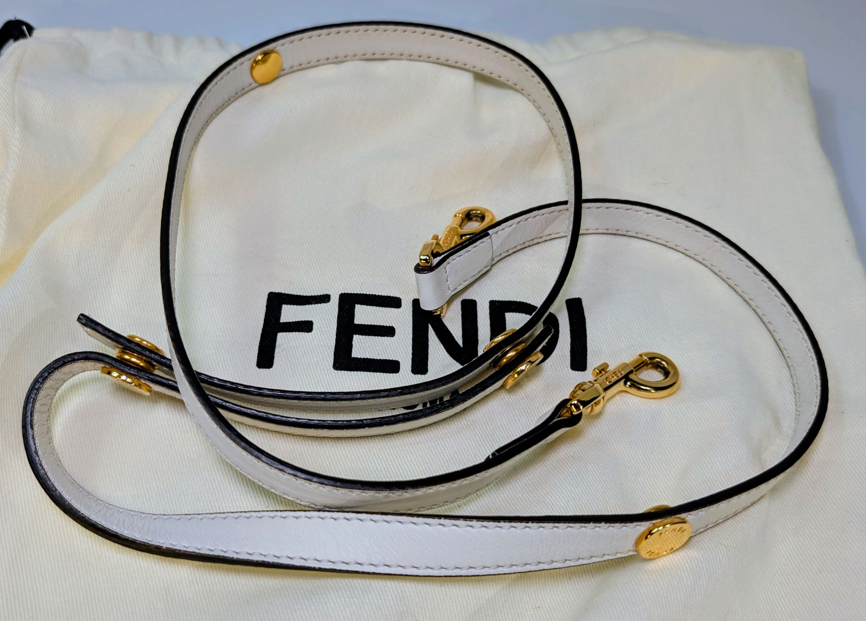 Fendi White "By The Way" Mini Boston Bag with Gold Floral Embroidery