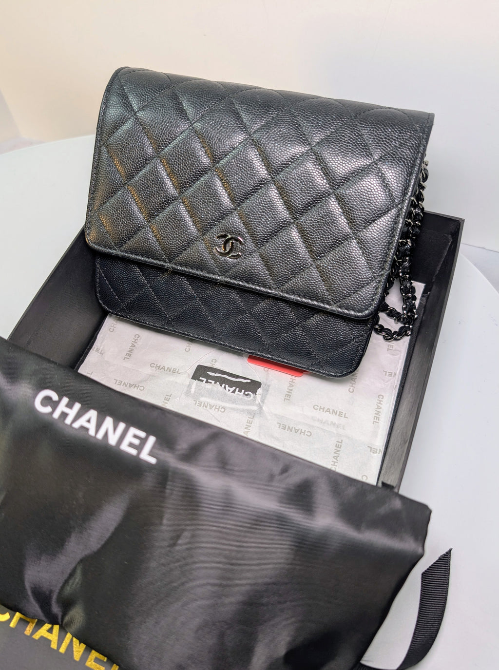 Chanel Very Rare "So Black" Quilted Caviar Leather Square Mini Flap Bag
