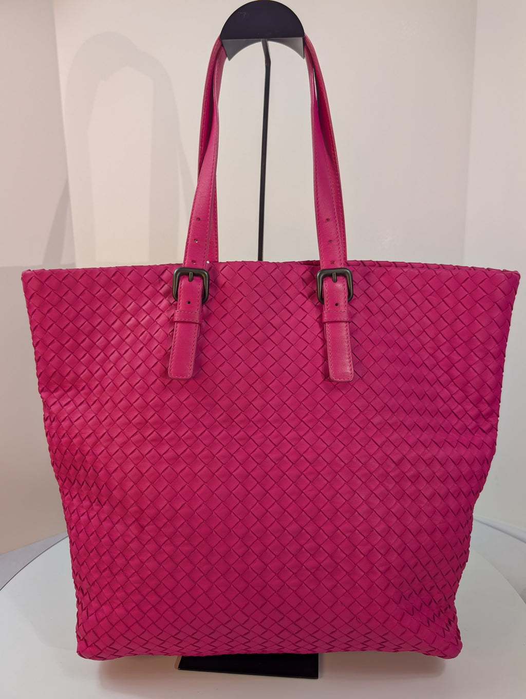 Bottega Veneta Hot Pink Intrecciato Medium Cabata Tote