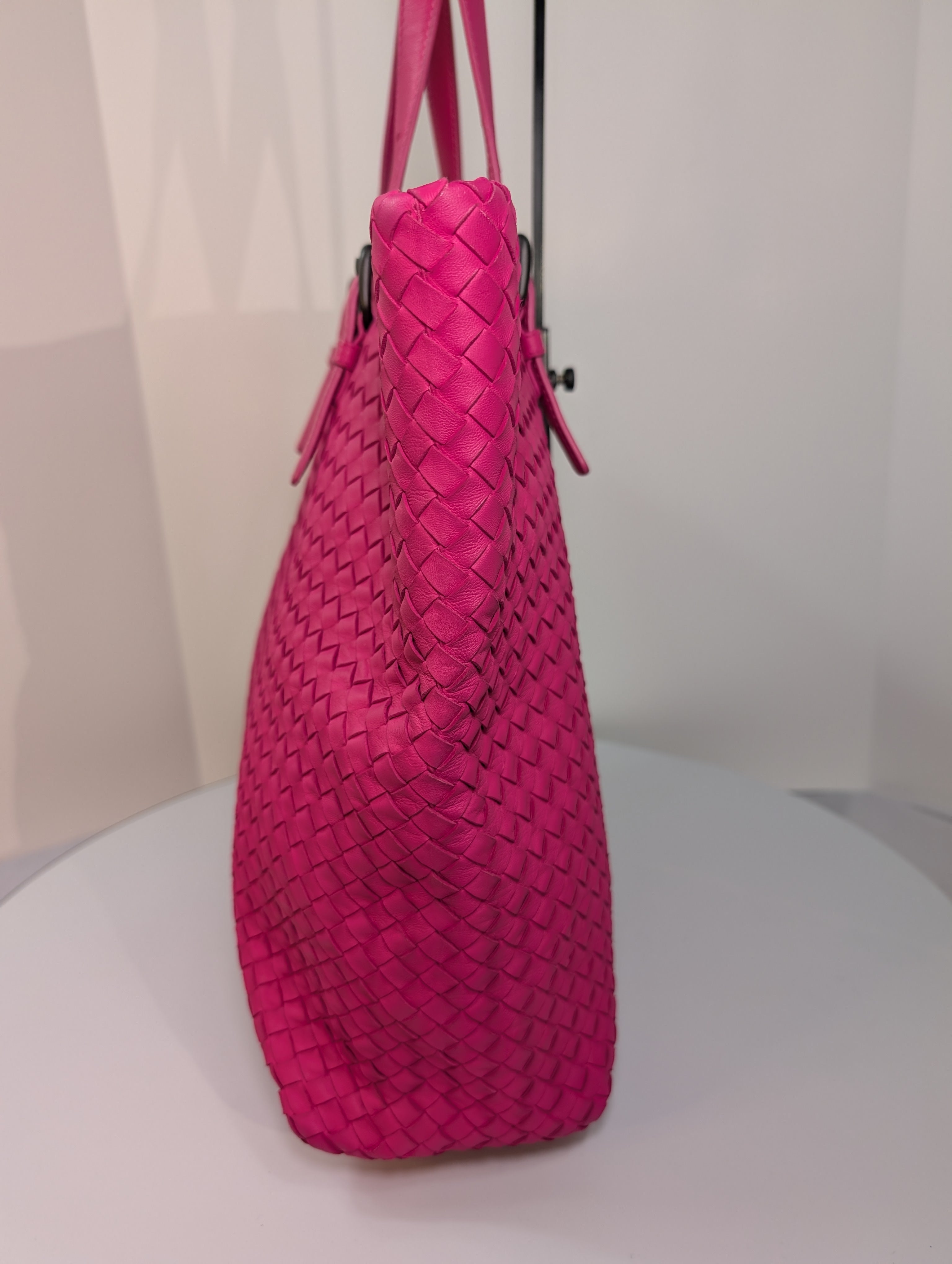 Bottega Veneta Hot Pink Intrecciato Medium Cabata Tote