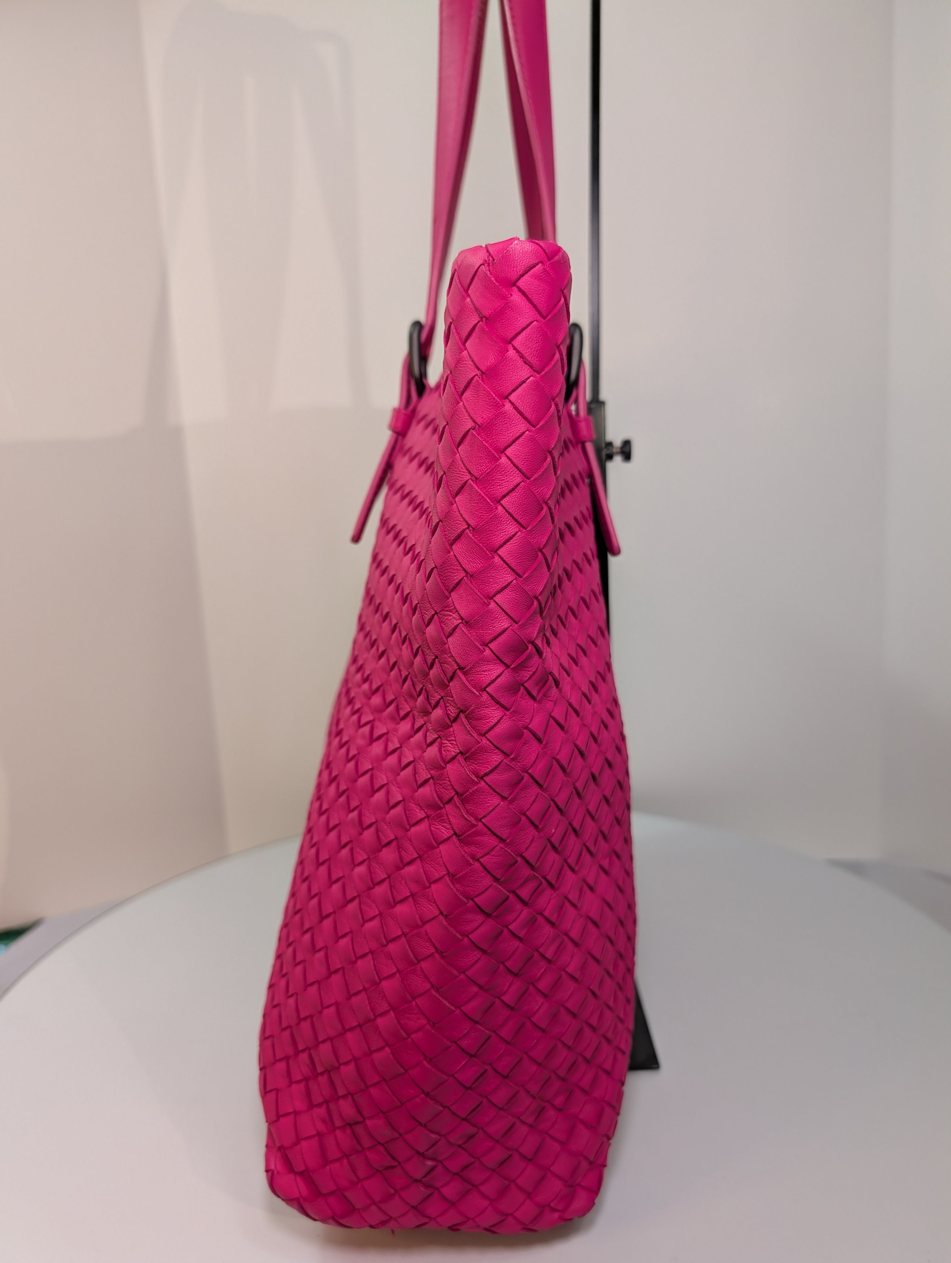 Bottega Veneta Hot Pink Intrecciato Medium Cabata Tote