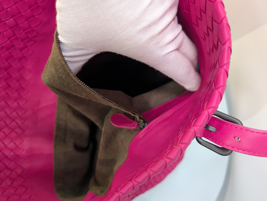 Bottega Veneta Hot Pink Intrecciato Medium Cabata Tote