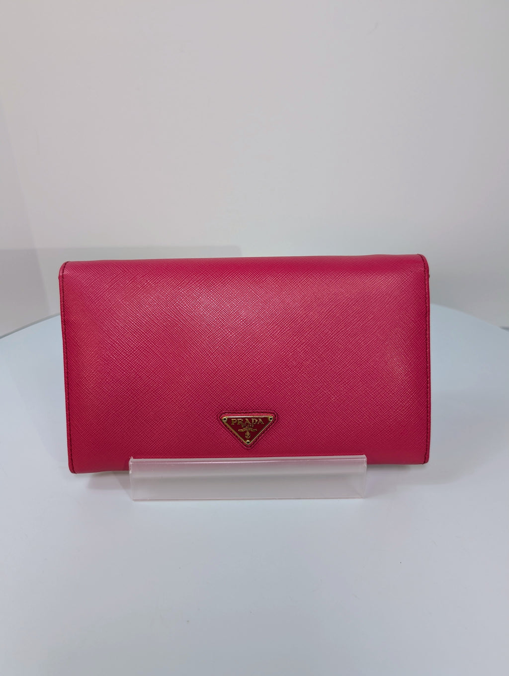Prada Hot Pink Saffiano Heart Turn Lock Mini Bag with Key Charm