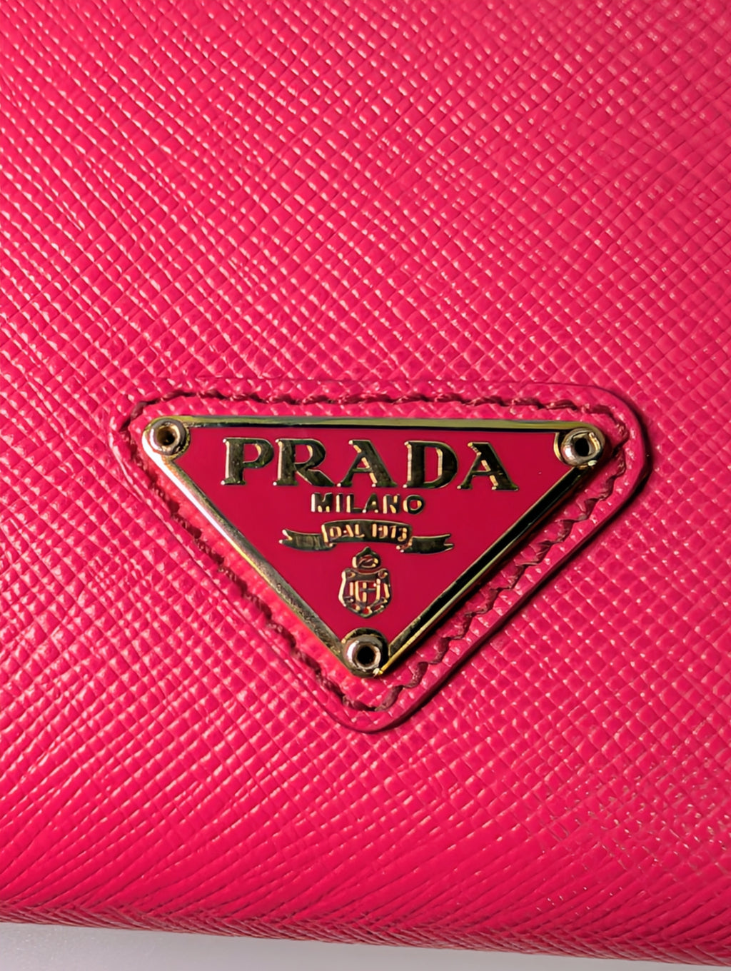 Prada Hot Pink Saffiano Heart Turn Lock Mini Bag with Key Charm