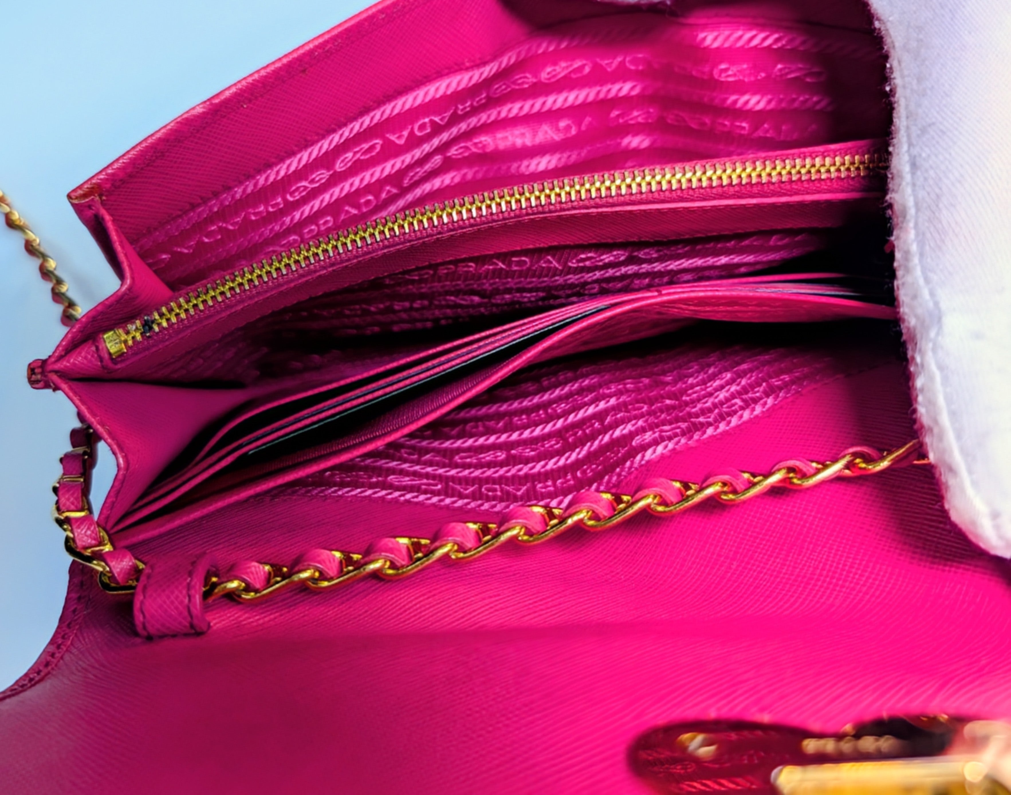 Prada Hot Pink Saffiano Heart Turn Lock Mini Bag with Key Charm