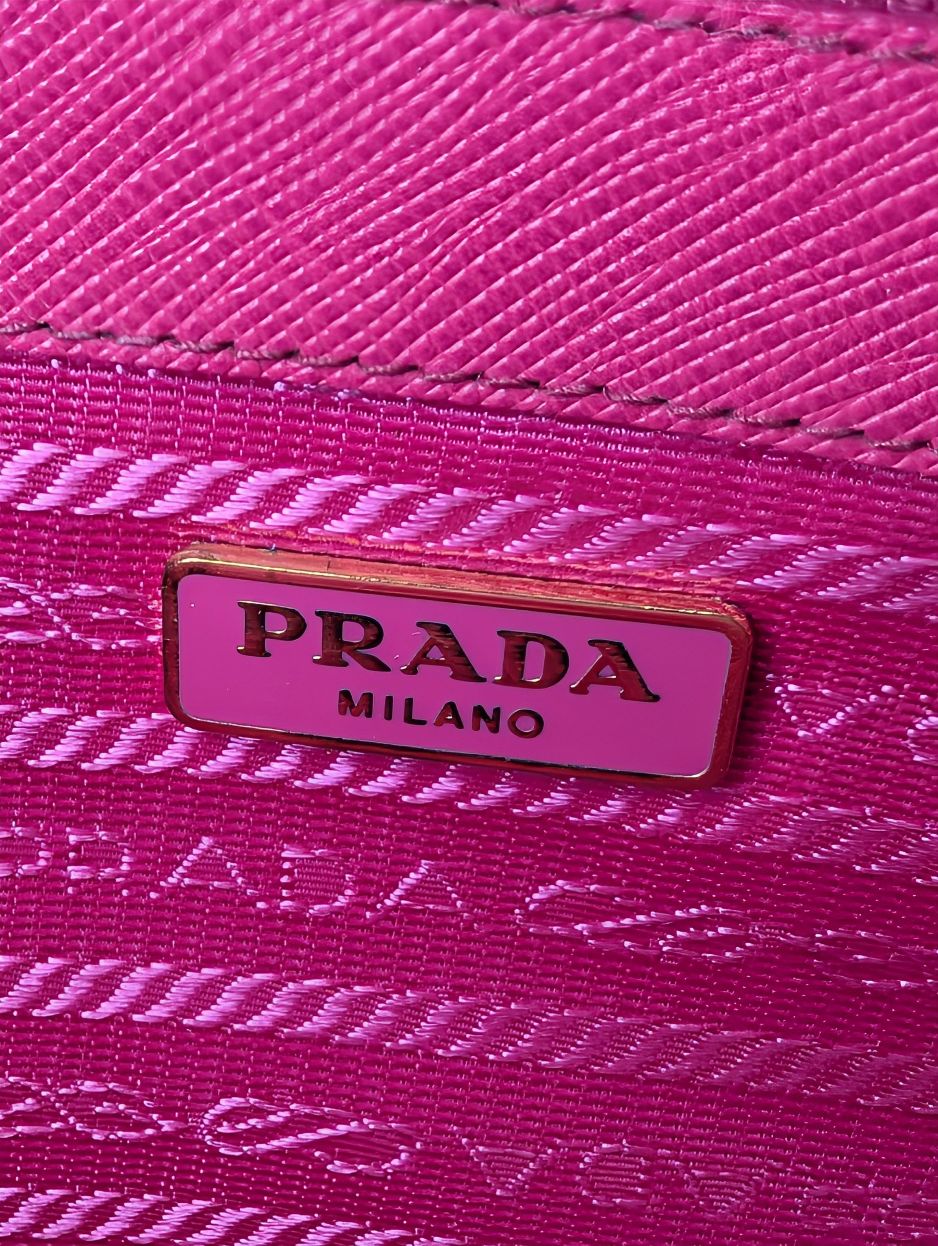 Prada Hot Pink Saffiano Heart Turn Lock Mini Bag with Key Charm