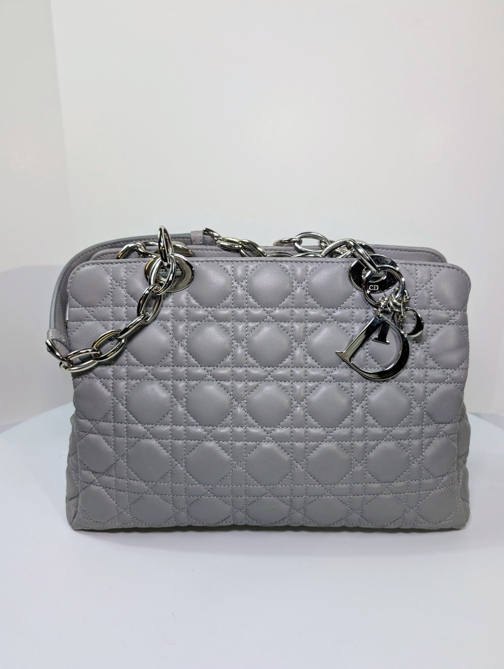 Christian Dior Maison Soft Zippered Grey Cannage Tote