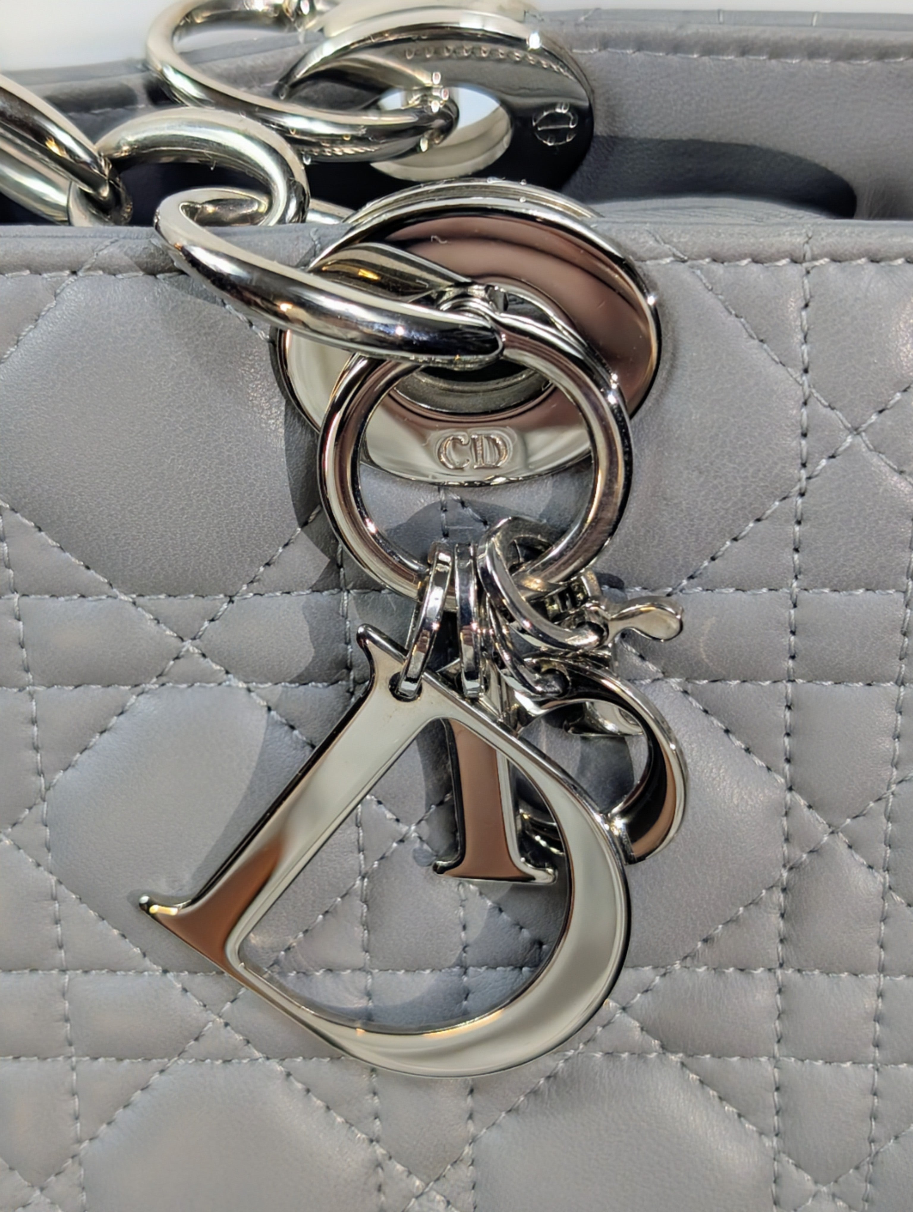 Christian Dior Maison Soft Zippered Grey Cannage Tote