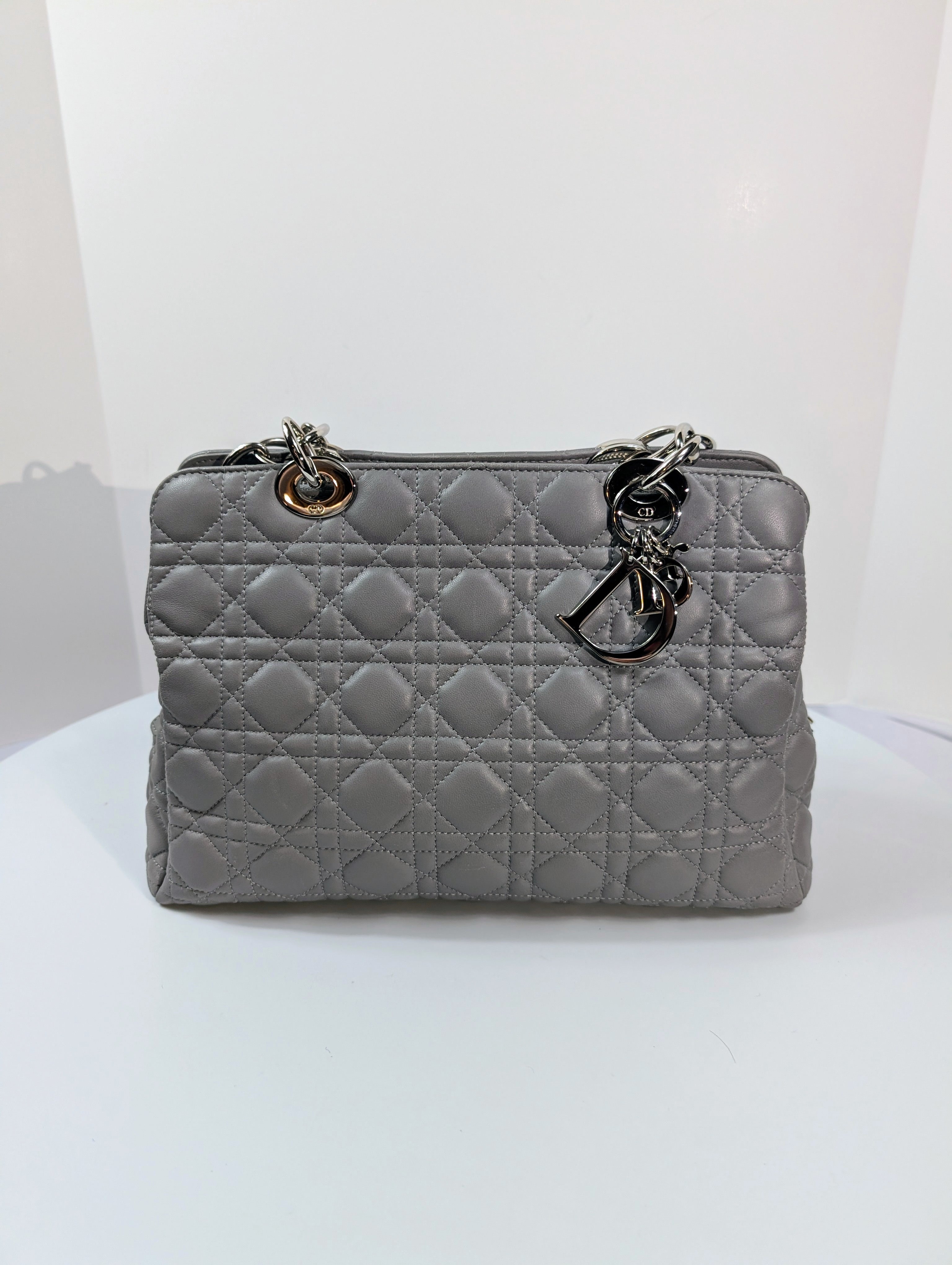 Christian Dior Maison Soft Zippered Grey Cannage Tote