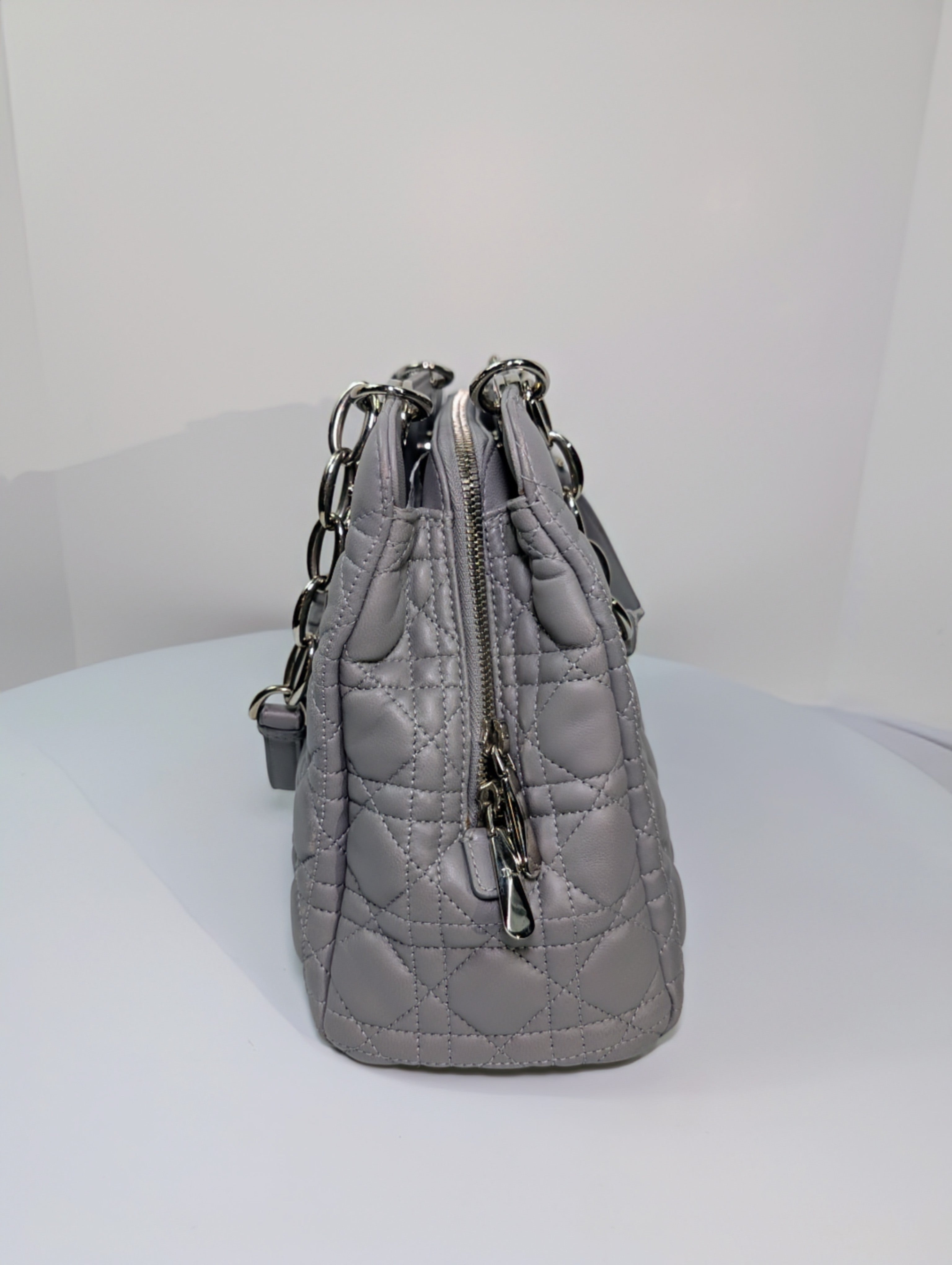 Christian Dior Maison Soft Zippered Grey Cannage Tote