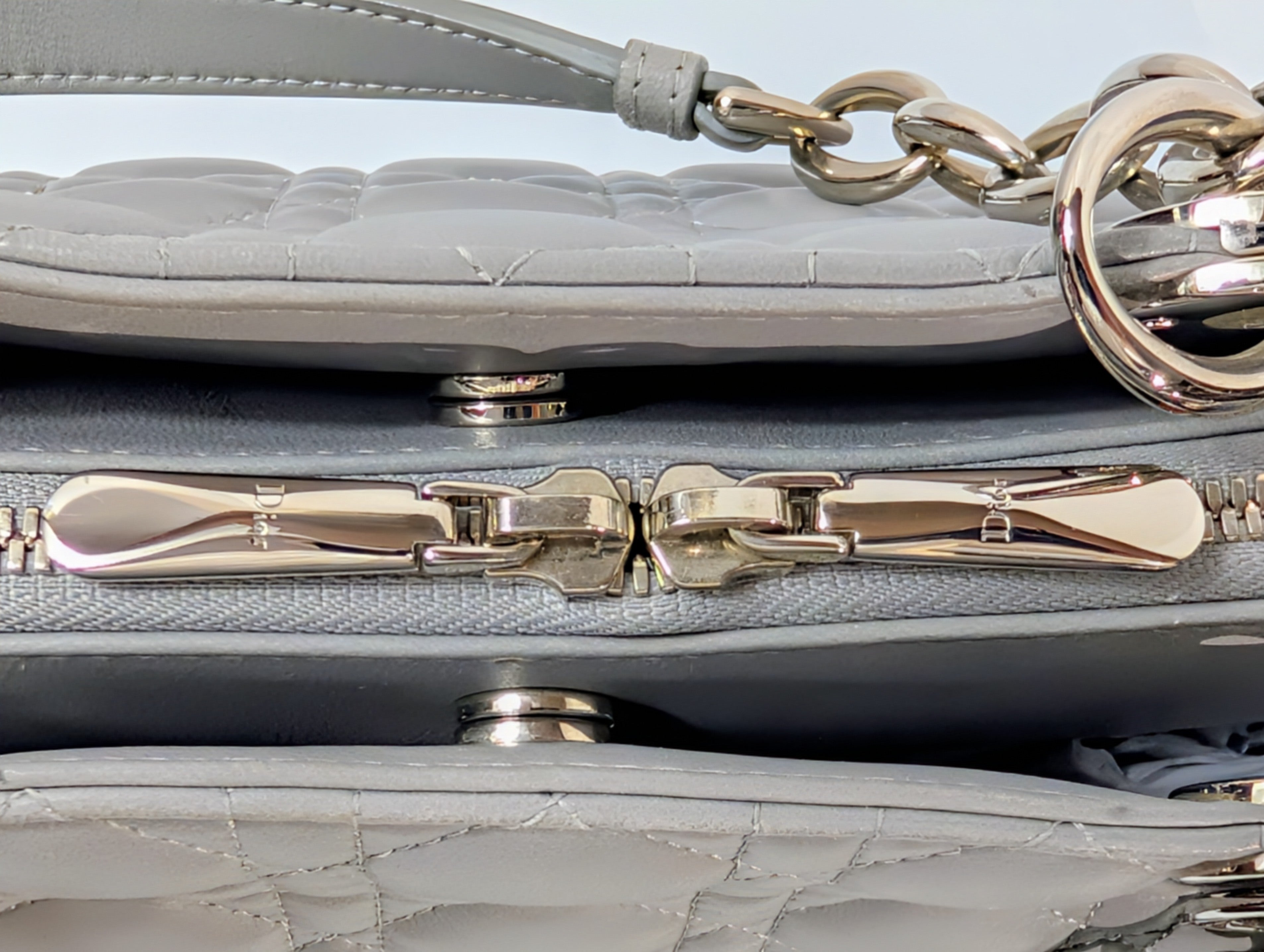 Christian Dior Maison Soft Zippered Grey Cannage Tote