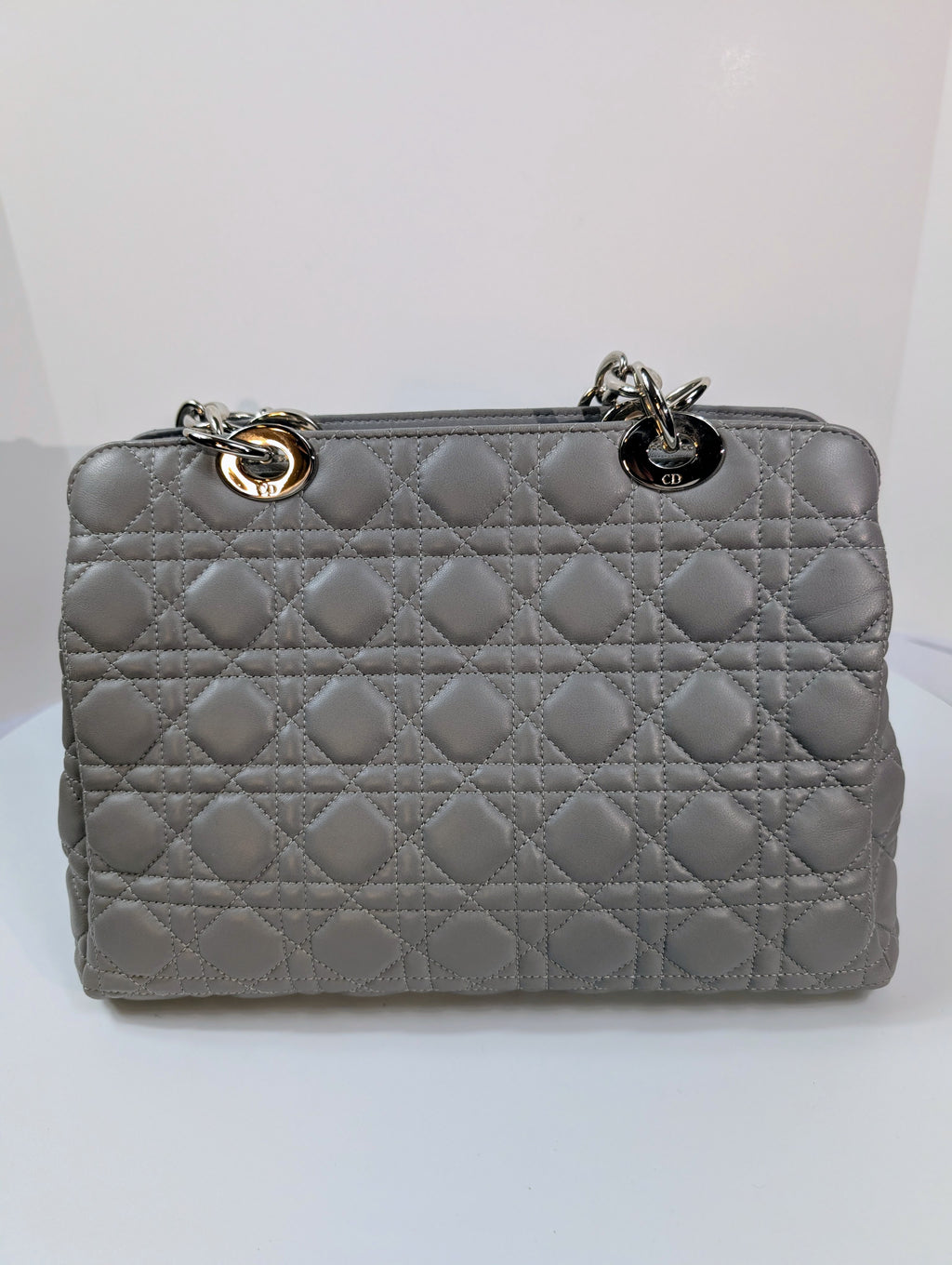 Christian Dior Maison Soft Zippered Grey Cannage Tote