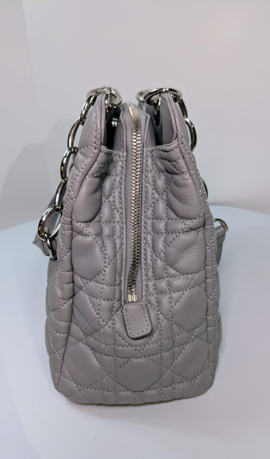 Christian Dior Maison Soft Zippered Grey Cannage Tote