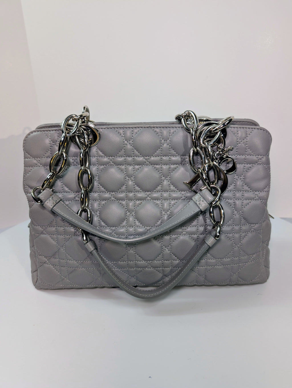 Christian Dior Maison Soft Zippered Grey Cannage Tote