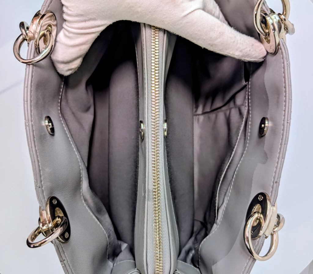 Christian Dior Maison Soft Zippered Grey Cannage Tote