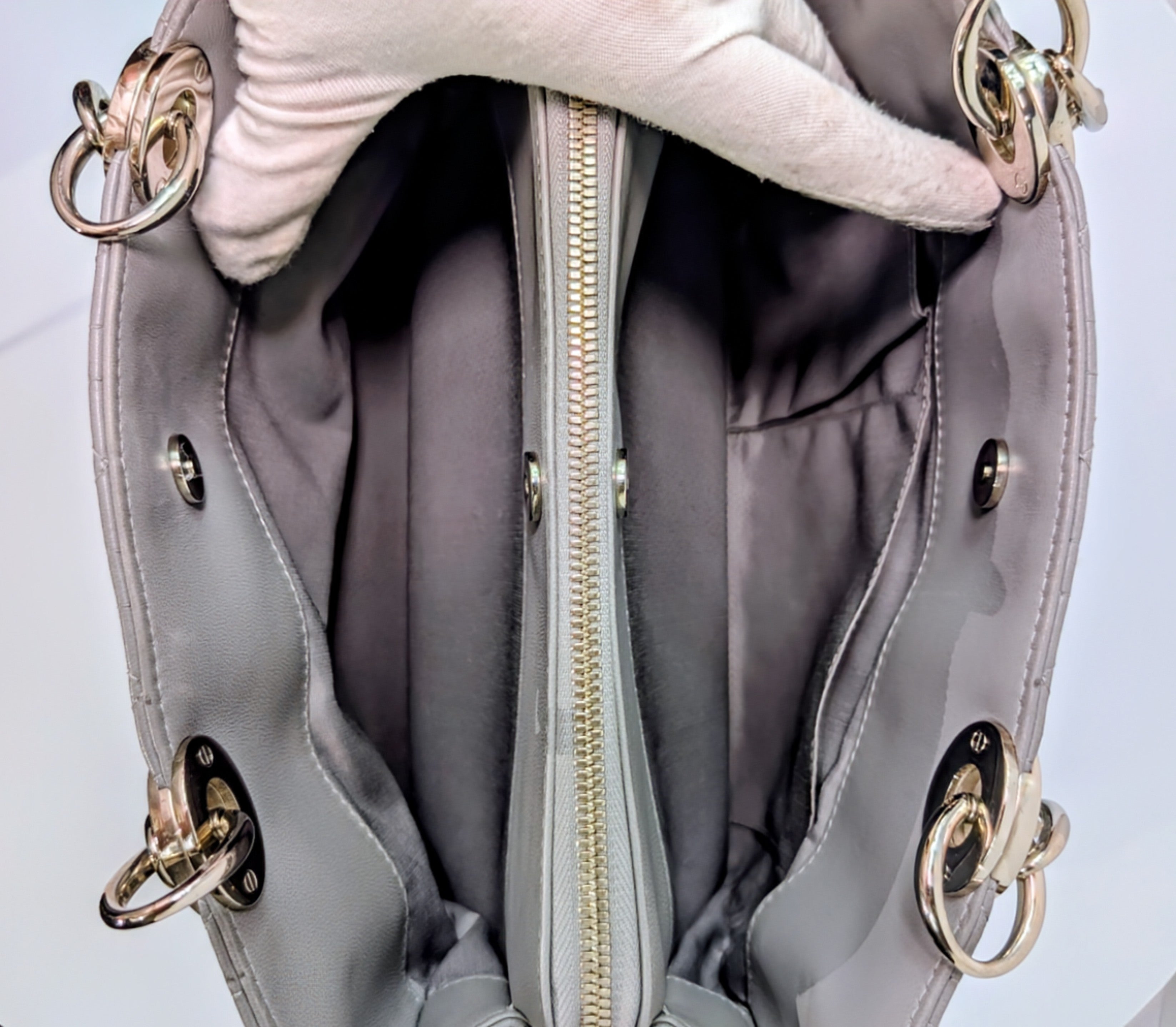 Christian Dior Maison Soft Zippered Grey Cannage Tote