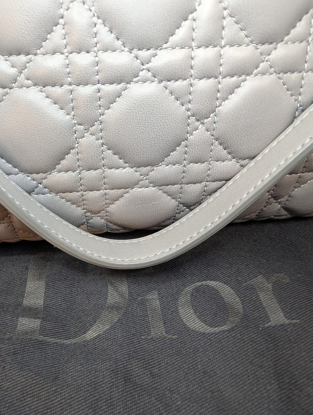 Christian Dior Maison Soft Zippered Grey Cannage Tote