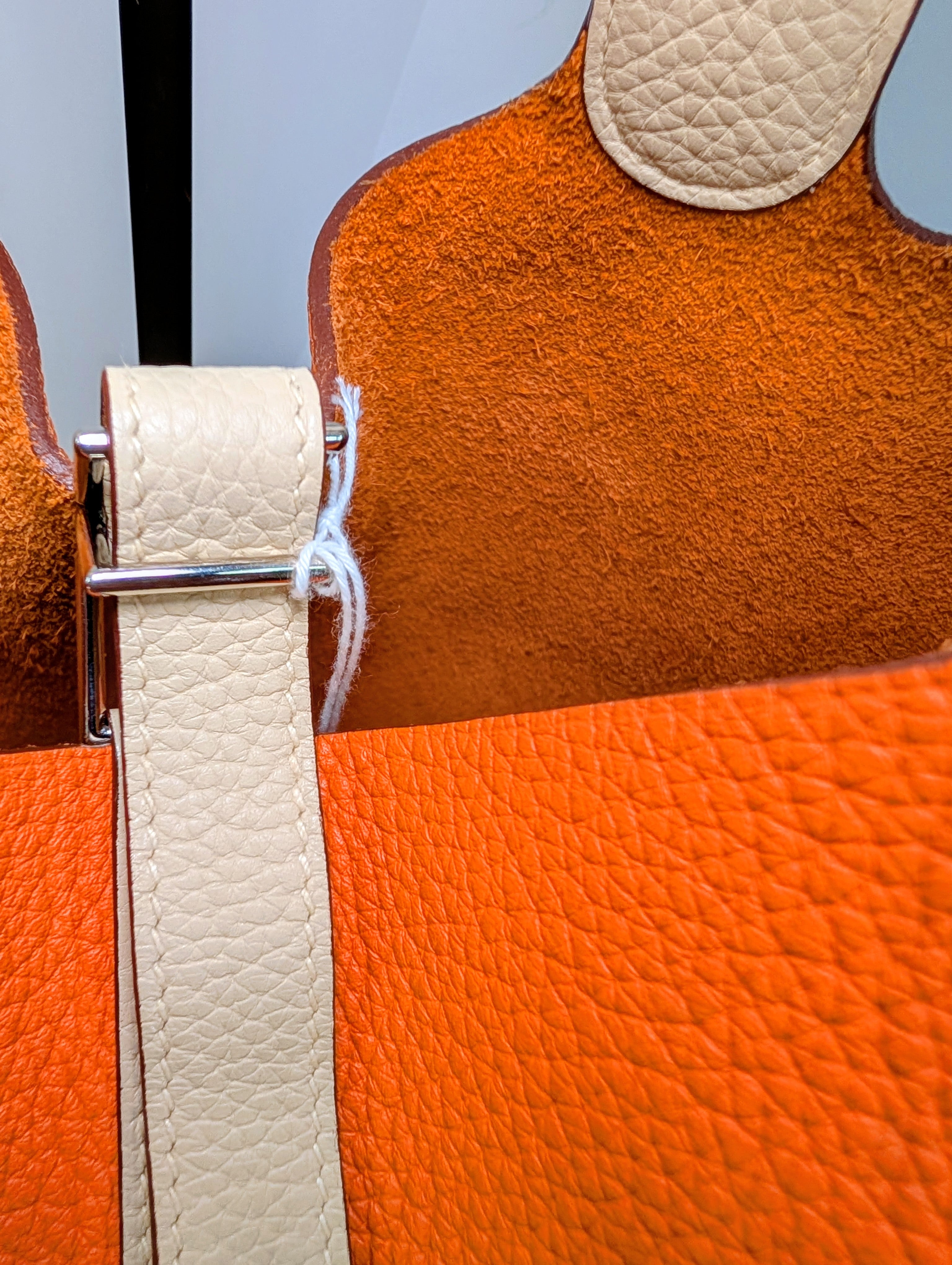 Hermes Bicolor Orange & Parchemin Clemence Leather Picotin 26 (GM) SOLD