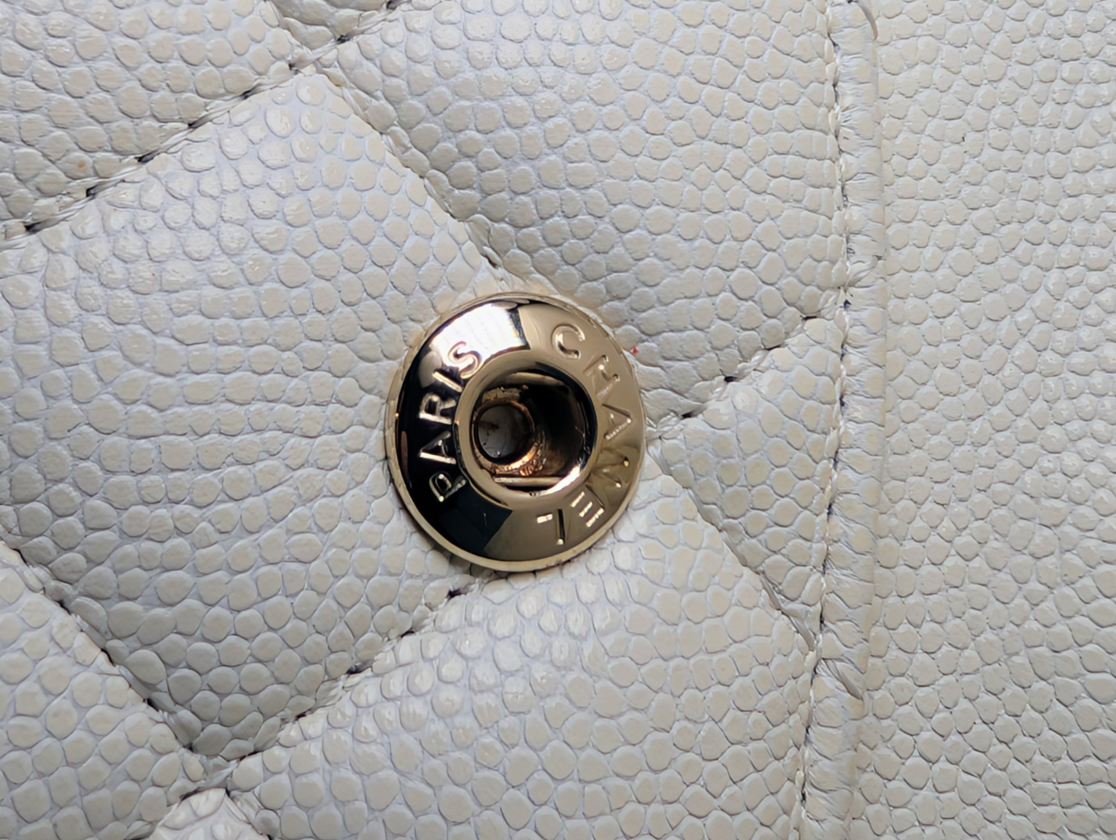 Chanel Vintage S2 Classic White Quilted Caviar Leather Double Flap Bag with 24k Gold-Plated Hardware