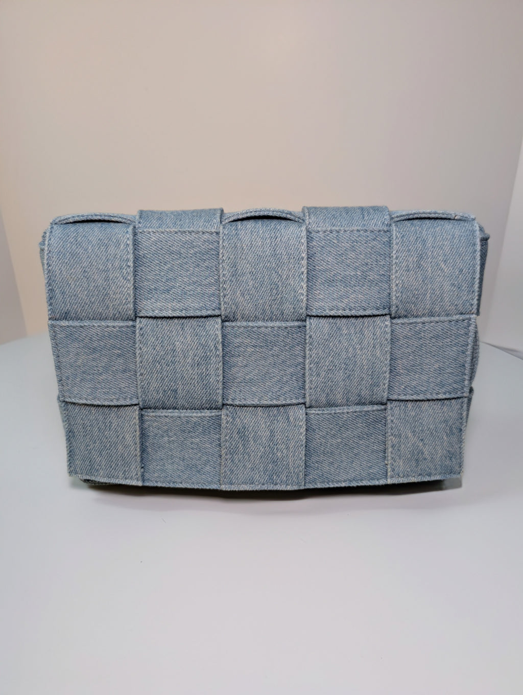 Bottega Veneta Light Blue Denim Intrecciato Cassette Crossbody Bag