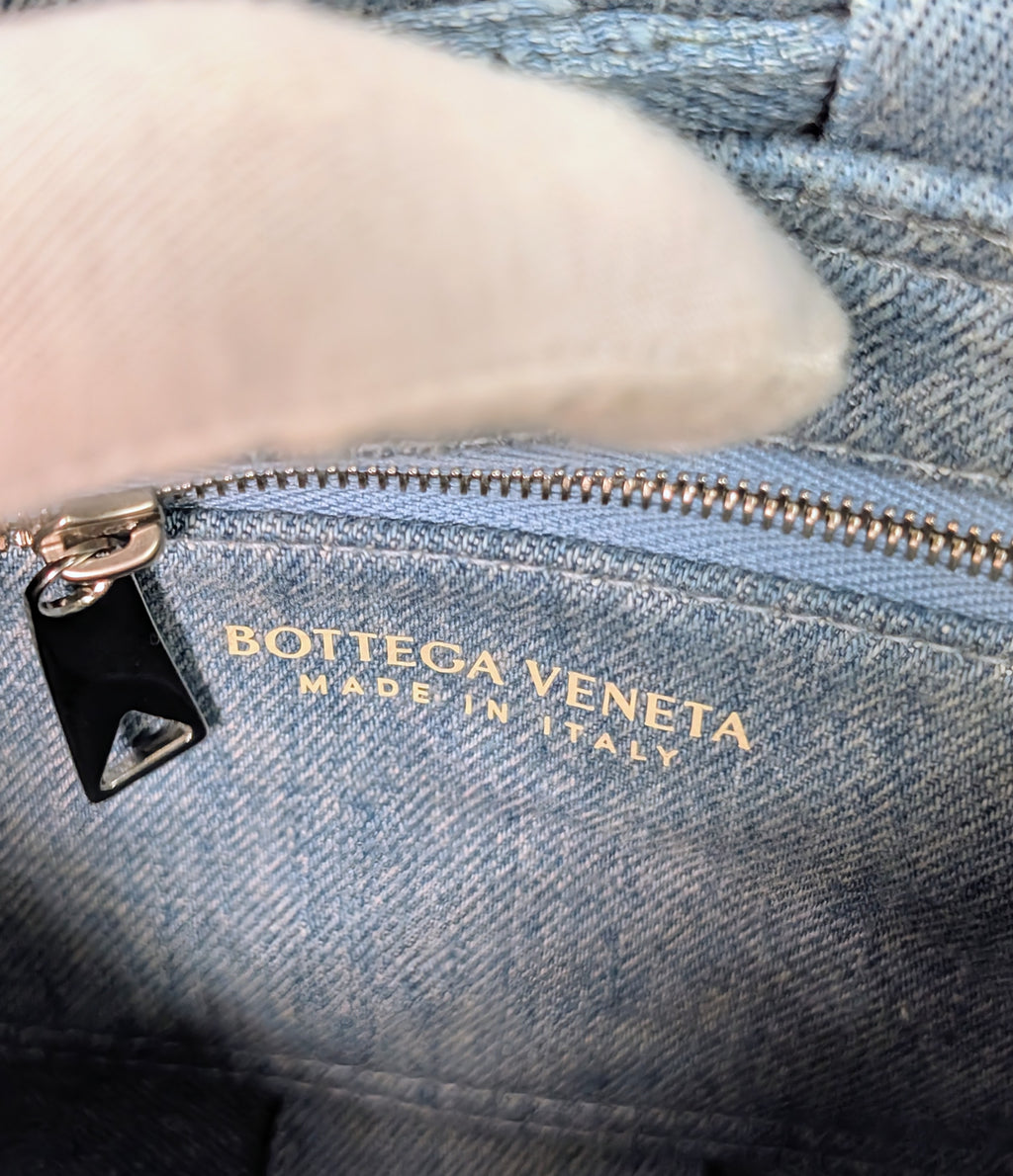 Bottega Veneta Light Blue Denim Intrecciato Cassette Crossbody Bag
