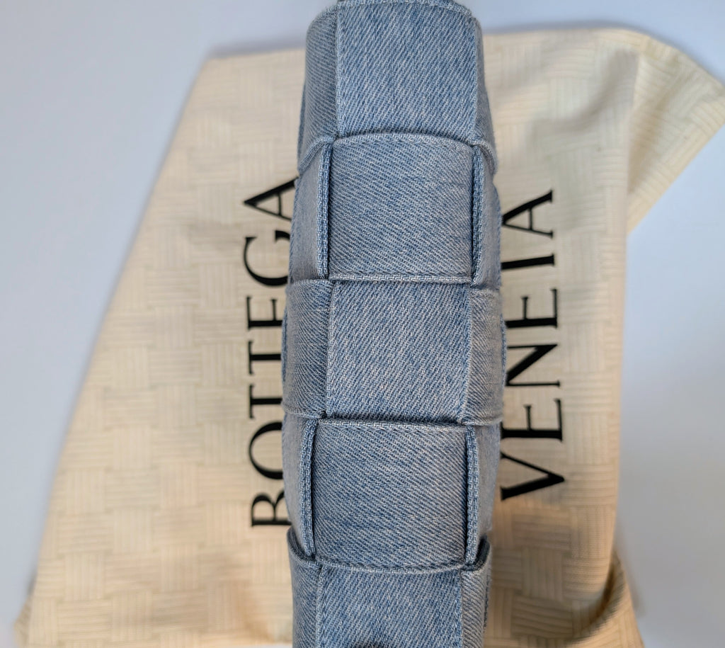 Bottega Veneta Light Blue Denim Intrecciato Cassette Crossbody Bag
