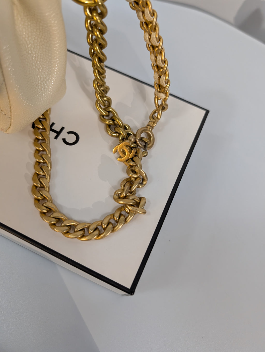 Chanel Melody Cream White Caviar Quilted Mini Flap Belt Bag